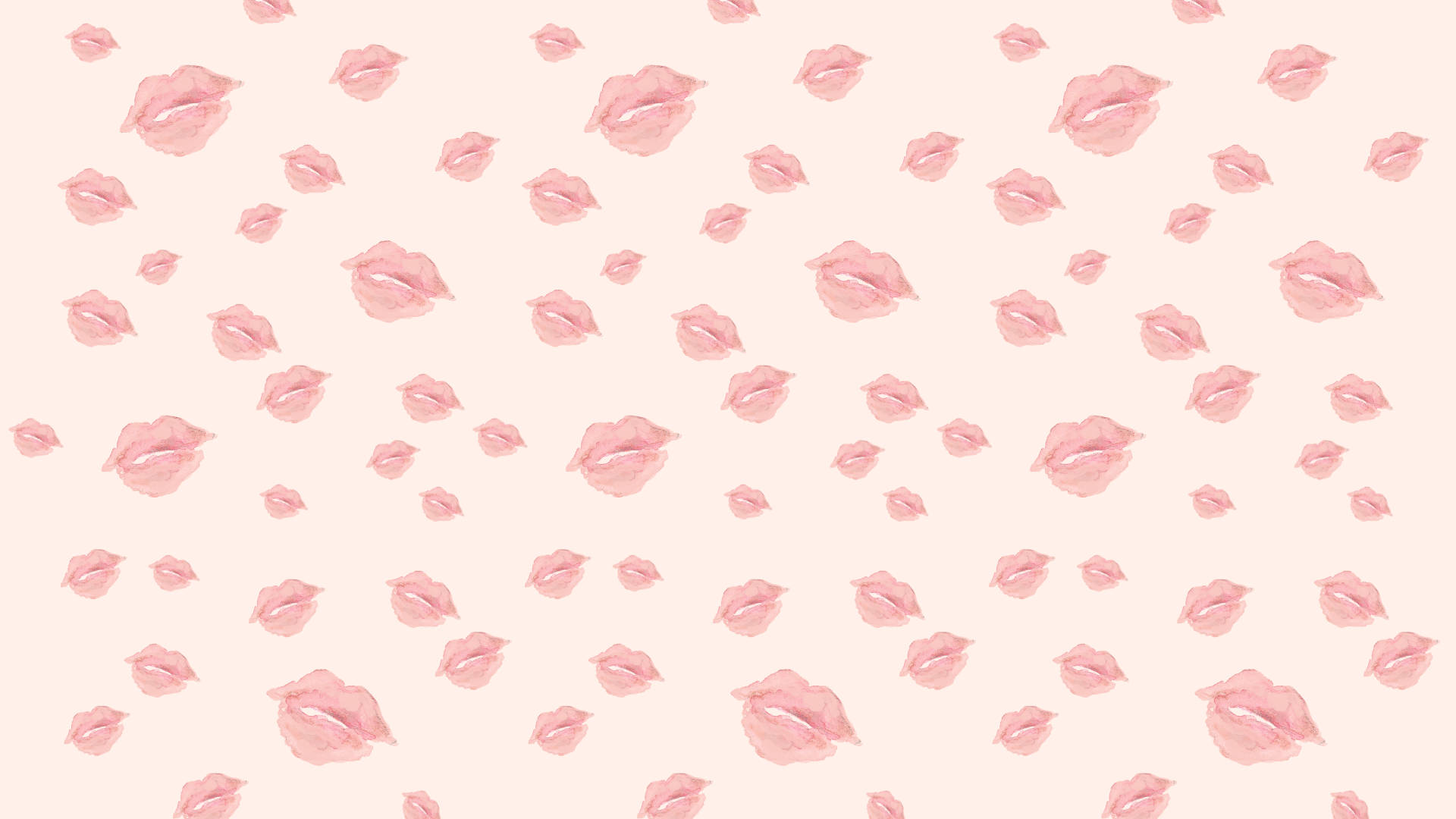 Valentines Day Desktop, pink lips, soft pink watercolor, Full HD Desktop Wallpaper