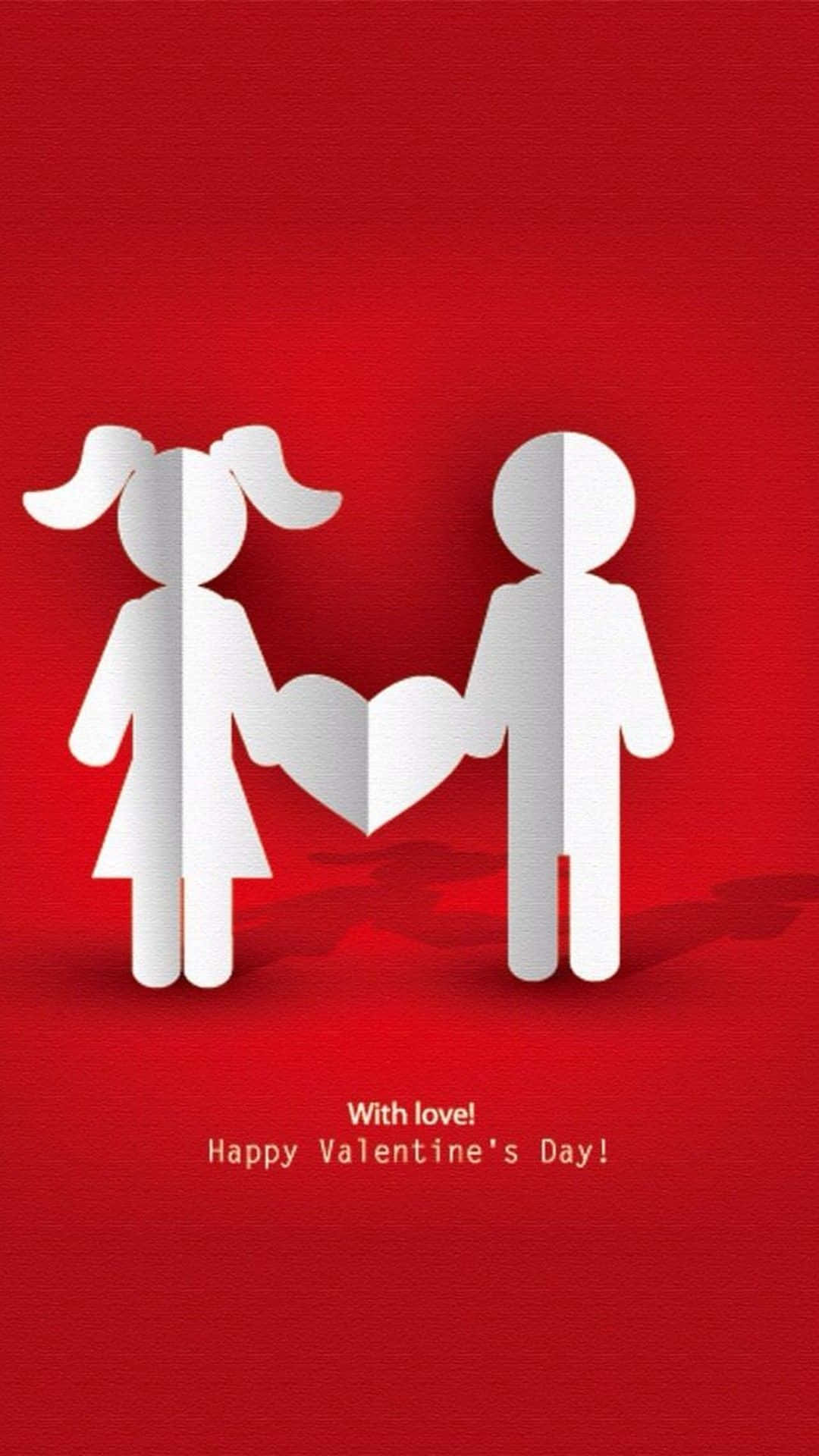 Valentines Day iPhone, heart-shaped cutout, textured red background, Full HD Phone Wallpaper