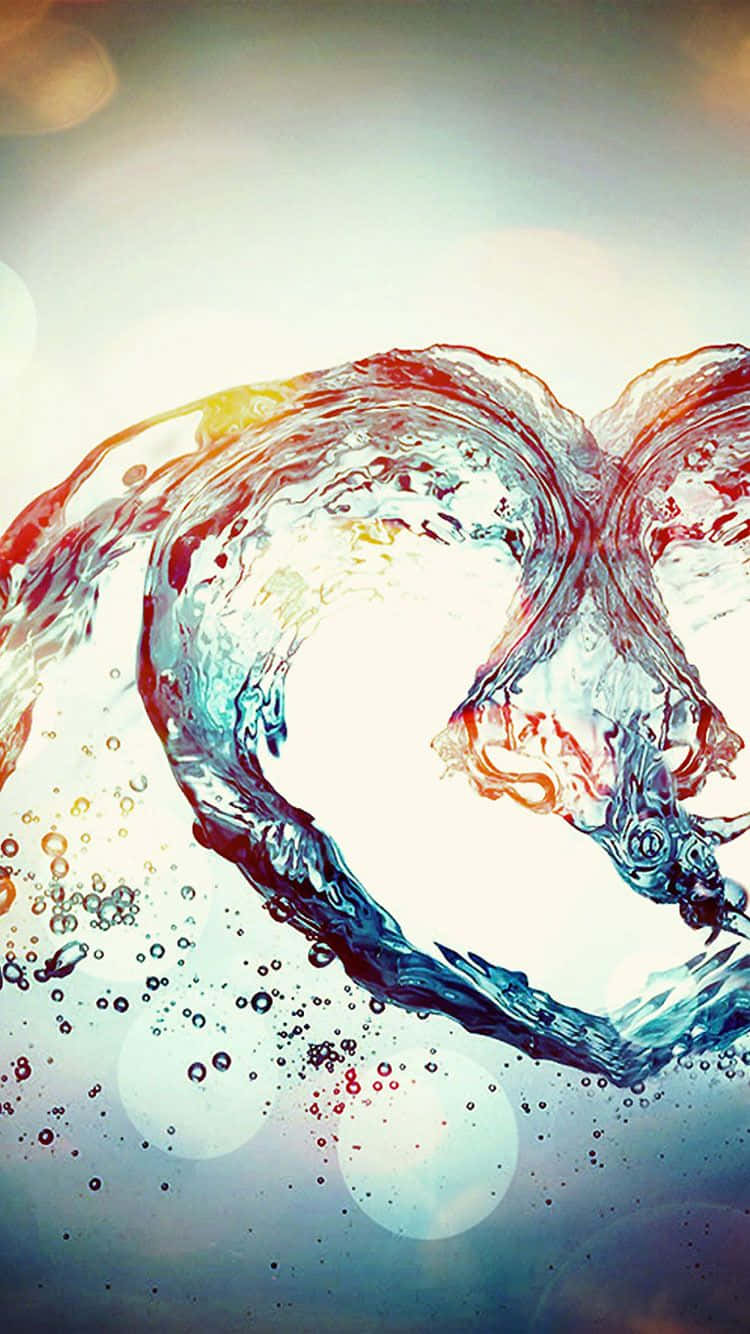 Valentines Day iPhone, heart shape, swirling blues reds and yellows, HD Phone Wallpaper