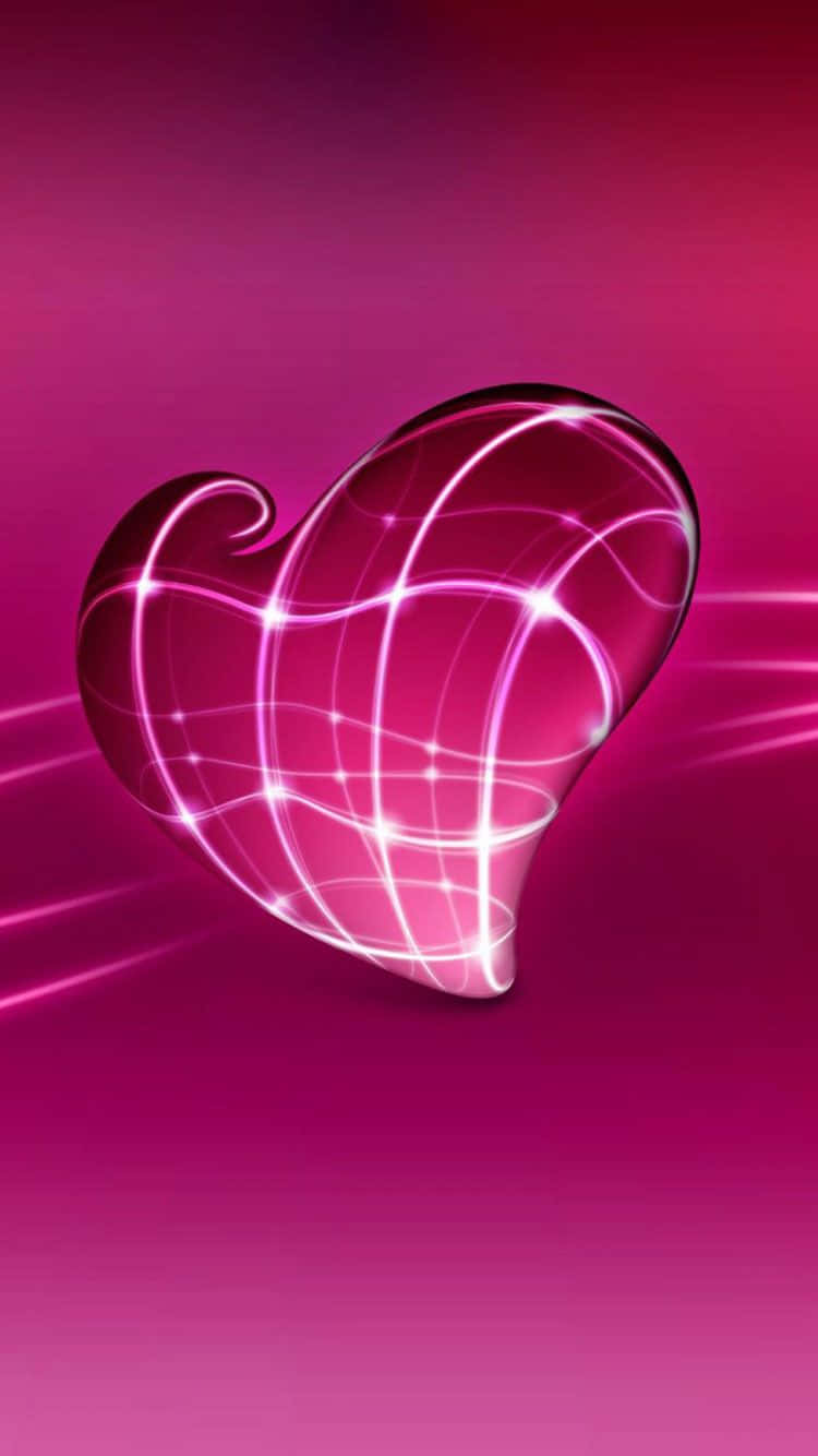 Valentines Day iPhone, pink heart, neon light streaks, HD Phone Wallpaper