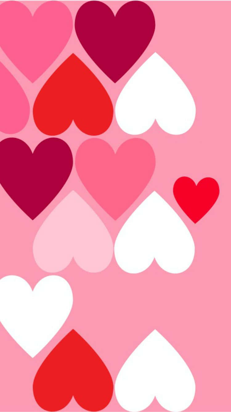 Valentines Day iPhone, pink hearts, shades of pink red, HD Phone Wallpaper
