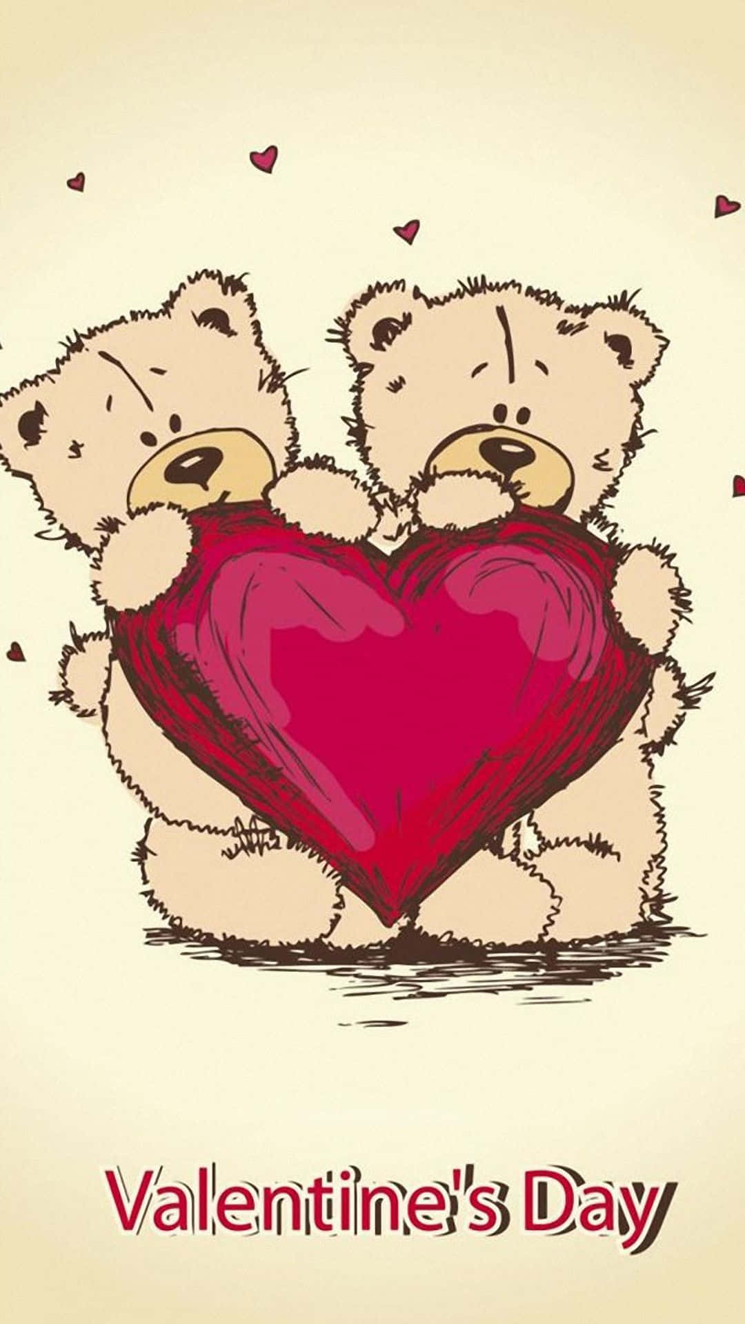 Valentines Day iPhone, teddy bears, red heart, Full HD Phone Wallpaper