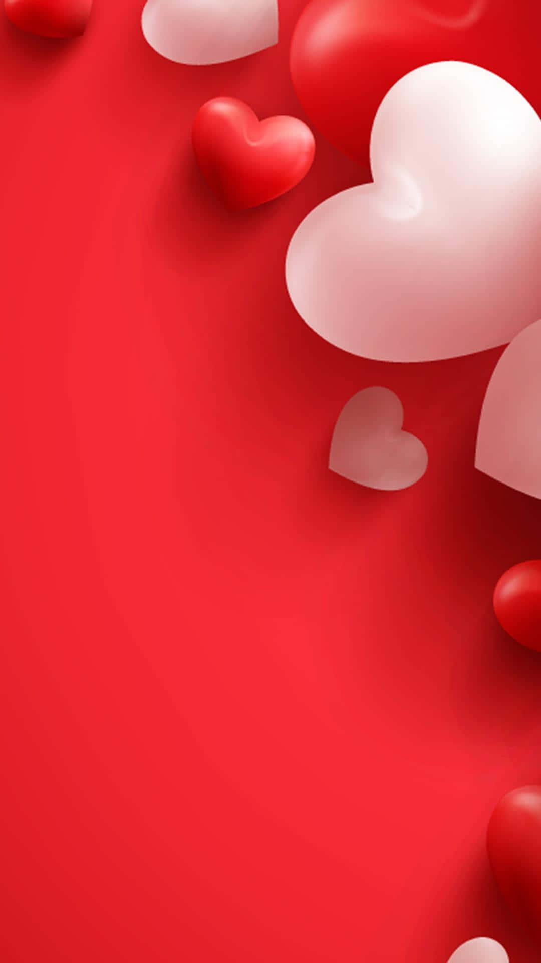 Valentines Day Phone, heart shaped balloons, glossy red, Full HD Phone Wallpaper