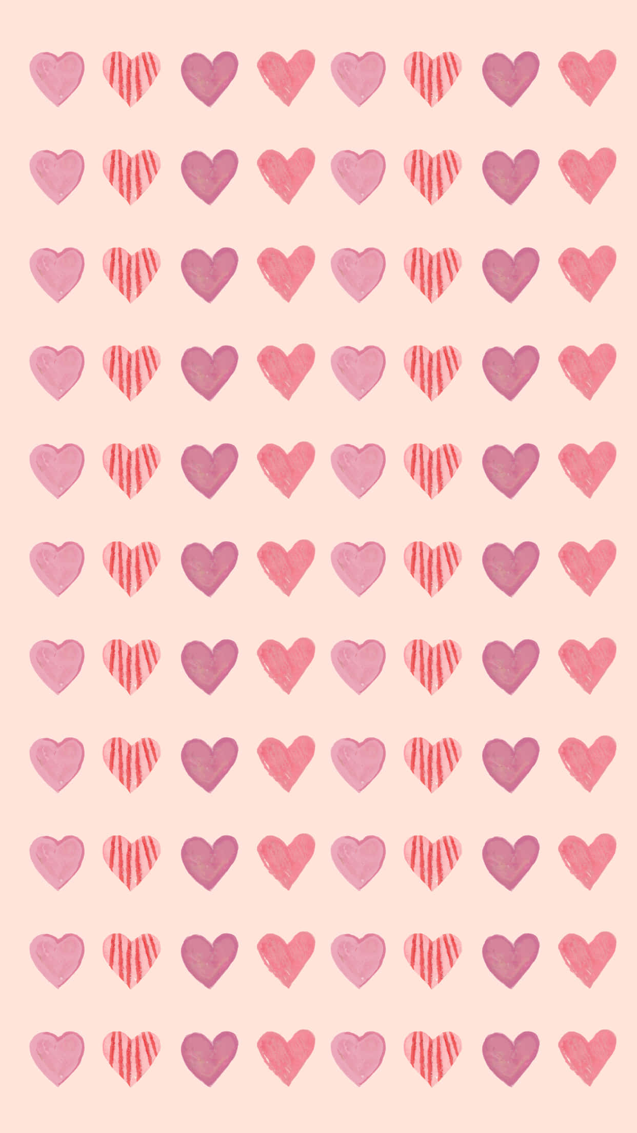 Valentines Day Phone, soft pink, watercolor hearts, Full HD Phone Wallpaper