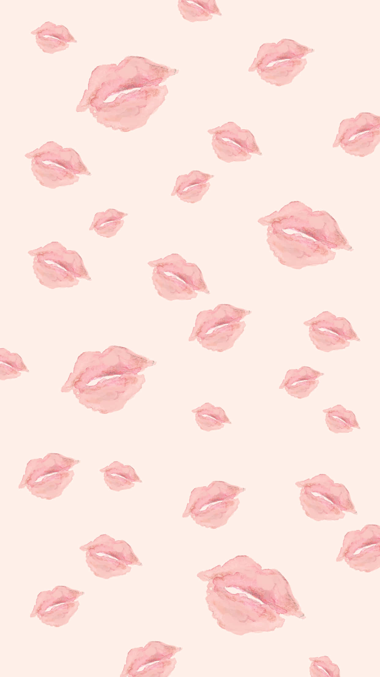 Valentines Day Phone, soft pink watercolor lips, pale cream background, Full HD Phone Wallpaper