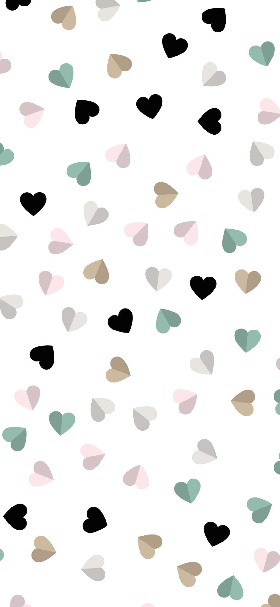 Valentines Day Phone, white background, pastel paper hearts, Full HD Phone Wallpaper