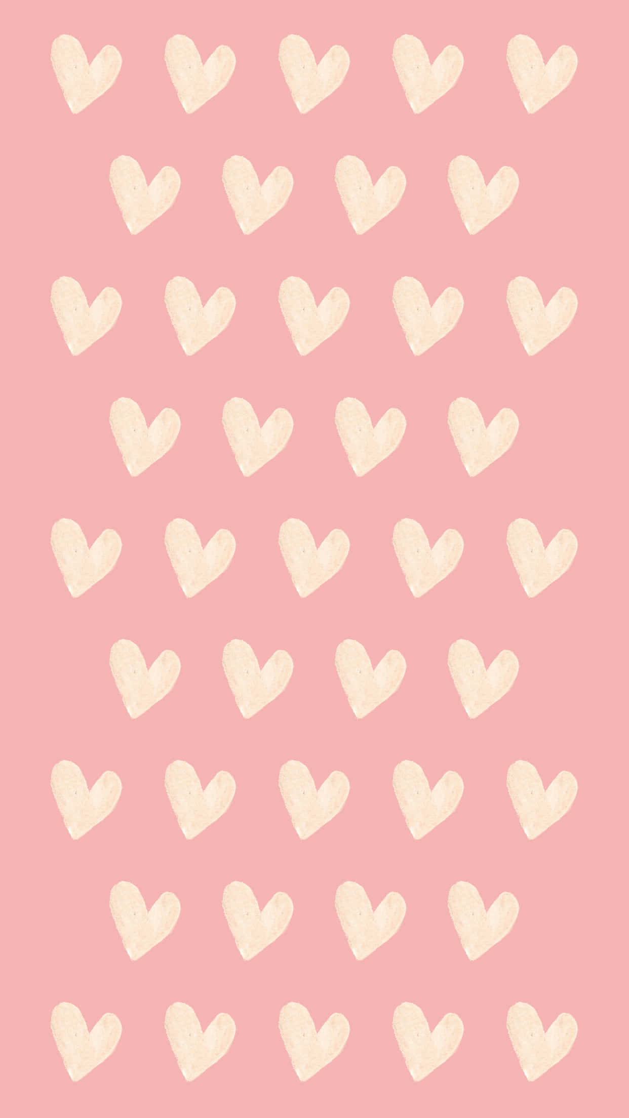 pink background, white hearts, cream-colored hand-drawn hearts, Full HD Phone Wallpaper