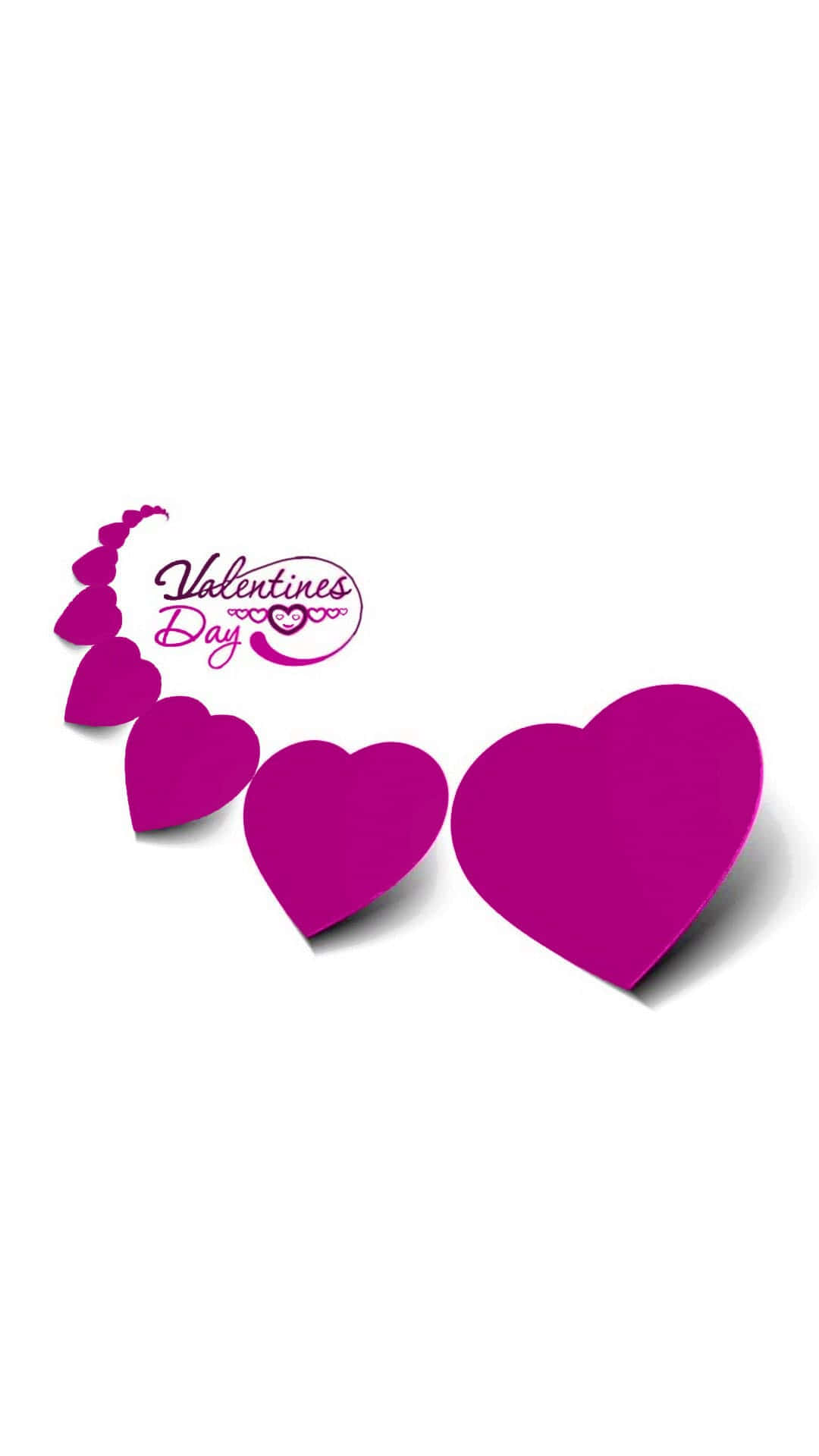 Valentine's Day logo, magenta heart chain, white background, Full HD Phone Wallpaper