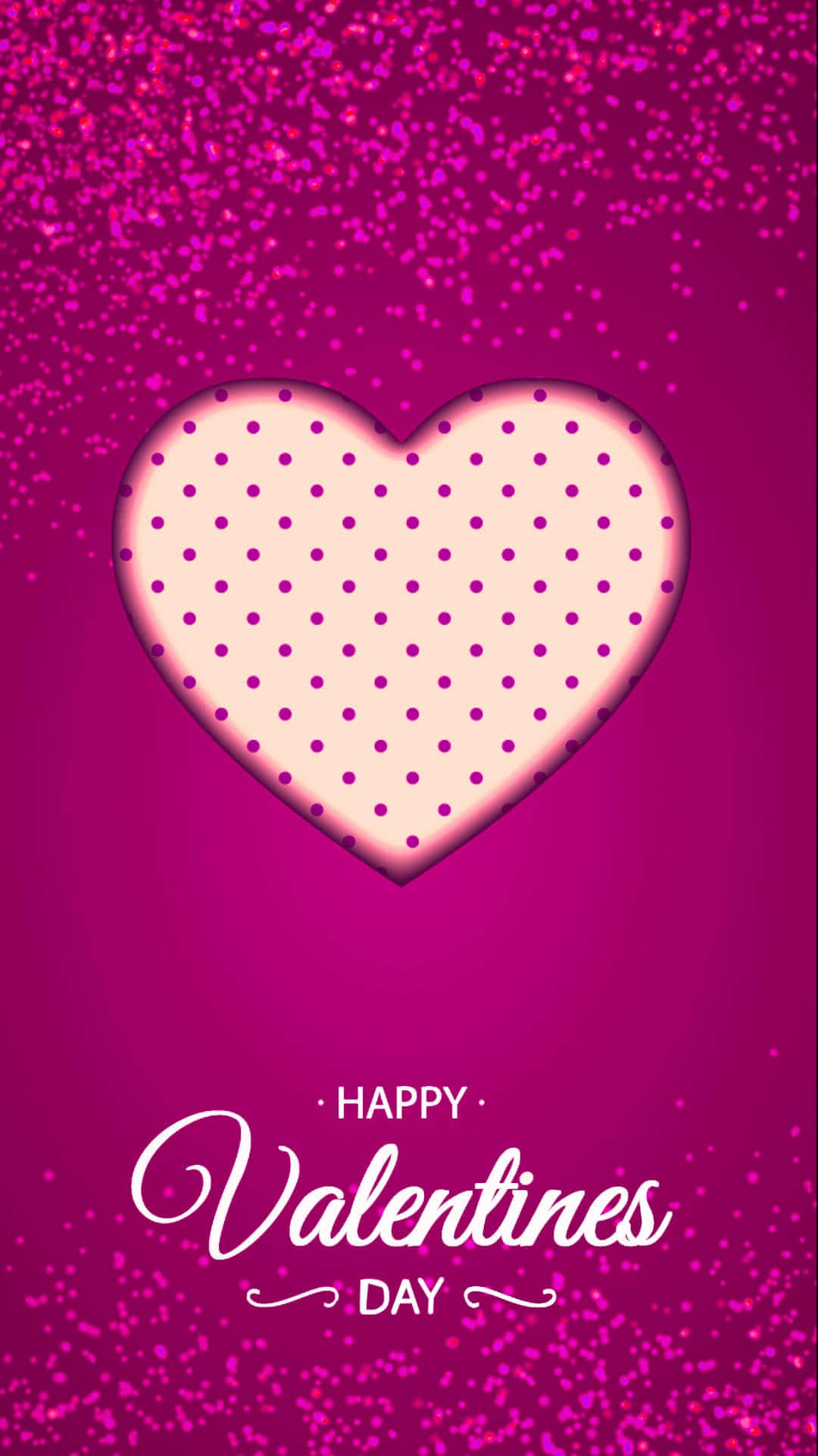 pink heart, purple polka dots, sparkling magenta background, Full HD Phone Wallpaper