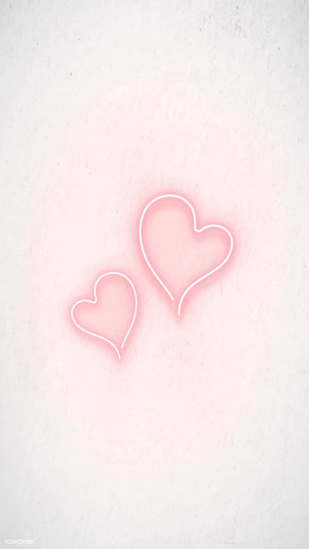 Valentines Day Phone, pink neon hearts, textured pale pink background, Full HD Phone Wallpaper