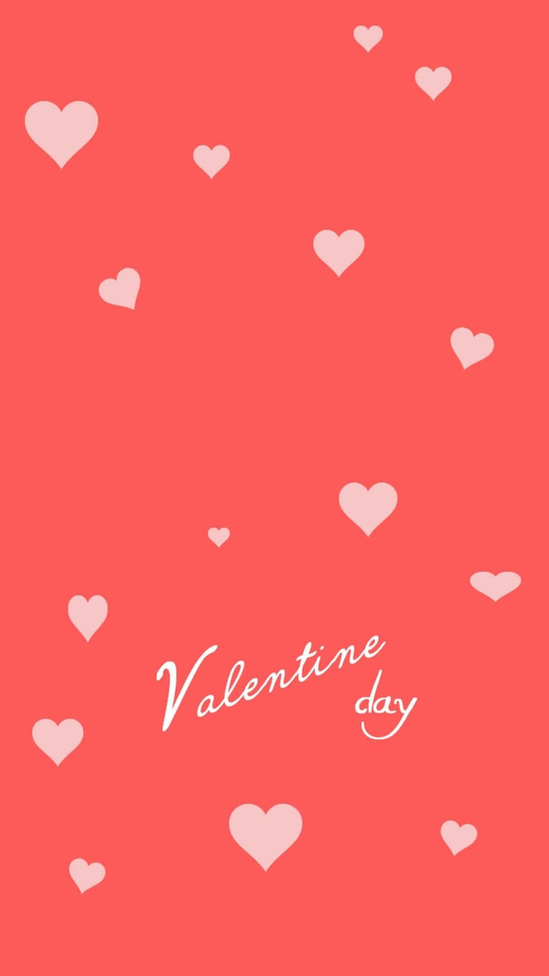 Valentines Day Phone, pink hearts, coral background, Full HD Phone Wallpaper