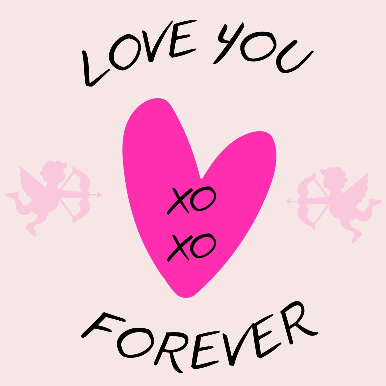 Love You Xoxo Forever, bright pink heart, XO XO text, HD Desktop Wallpaper