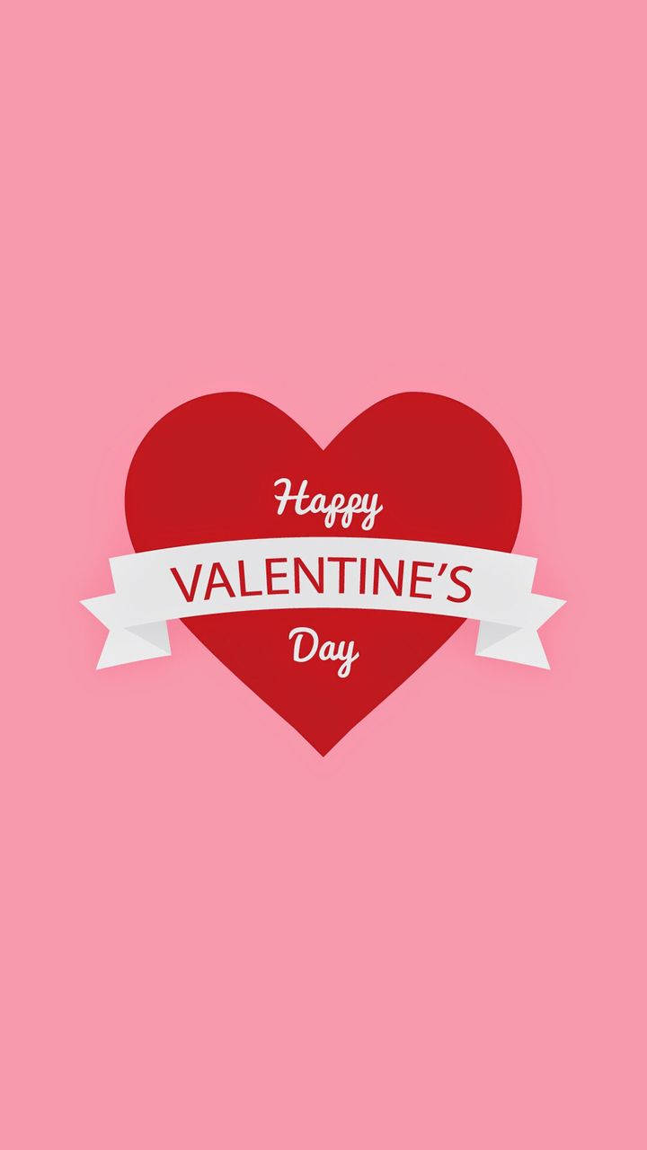 big red heart, white ribbon, Happy Valentine's Day, HD Phone Wallpaper