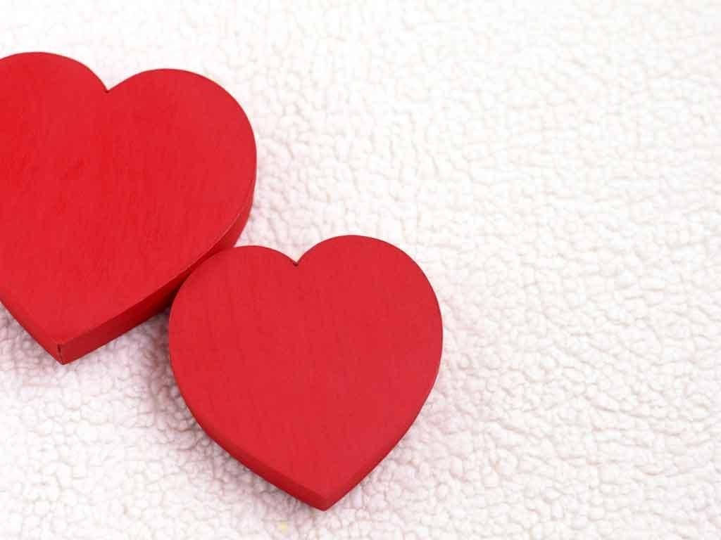 red wooden hearts, white textured surface, minimalist composition, SD Desktop Wallpaper