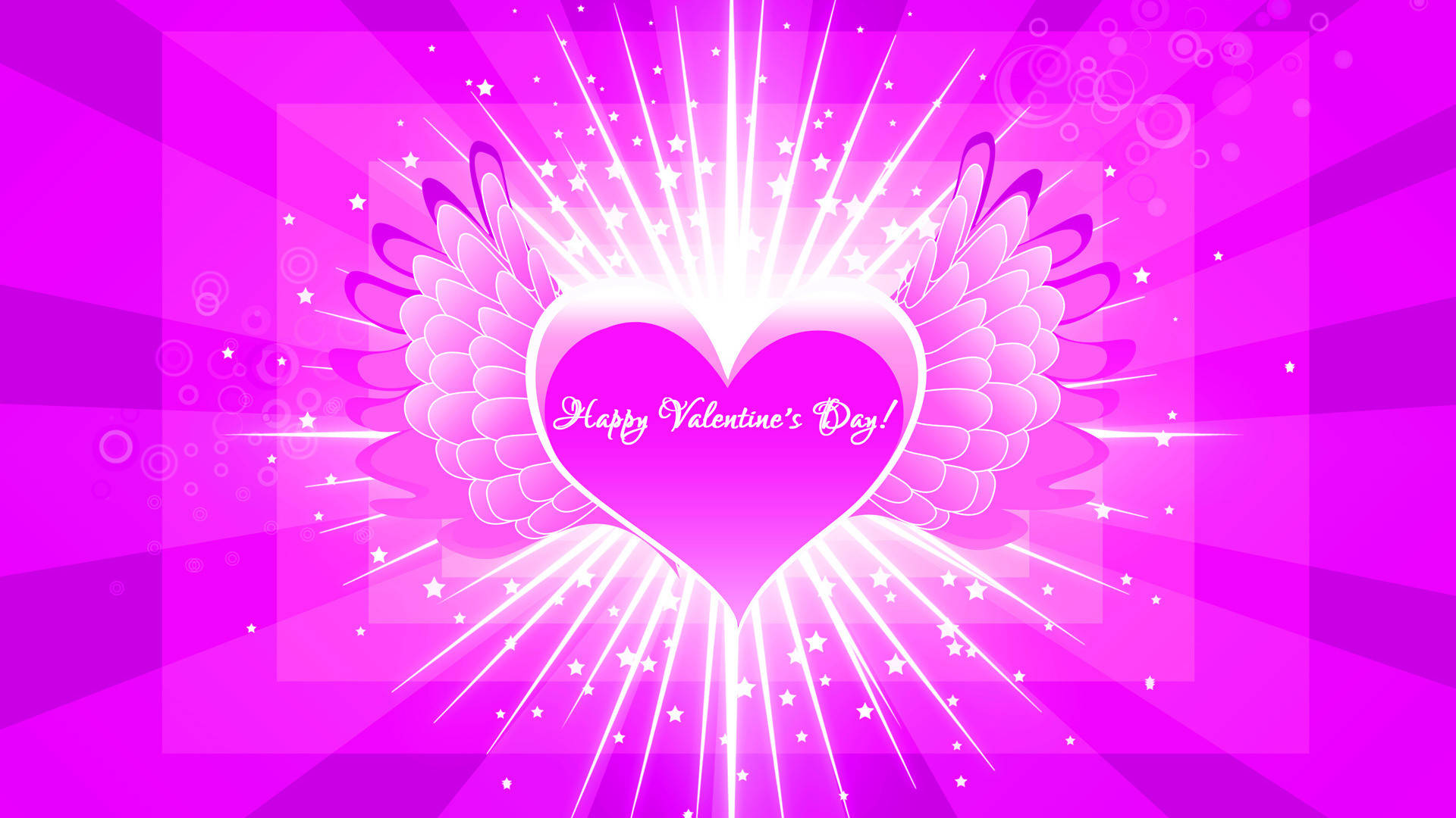 Happy Valentine's Day Heart With Wings, pink heart, white wings, Full HD Desktop Wallpaper