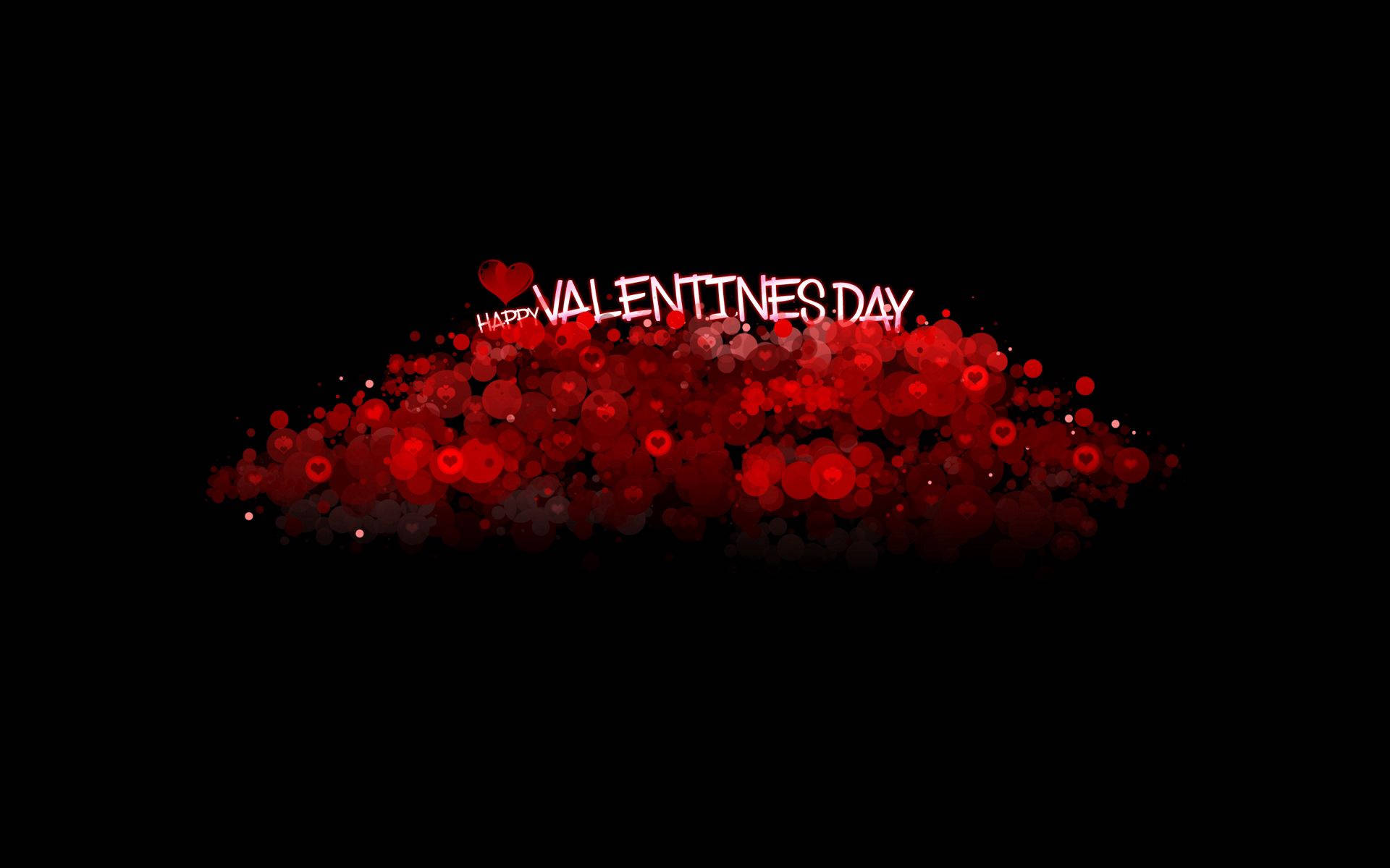 Valentines Day, glowing red letters, red heart-shaped bokeh lights, Full HD Desktop Wallpaper