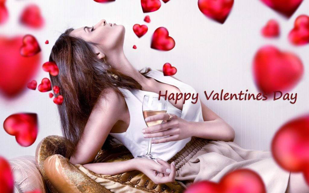 golden couch, wine glass, red hearts, SD Desktop Wallpaper