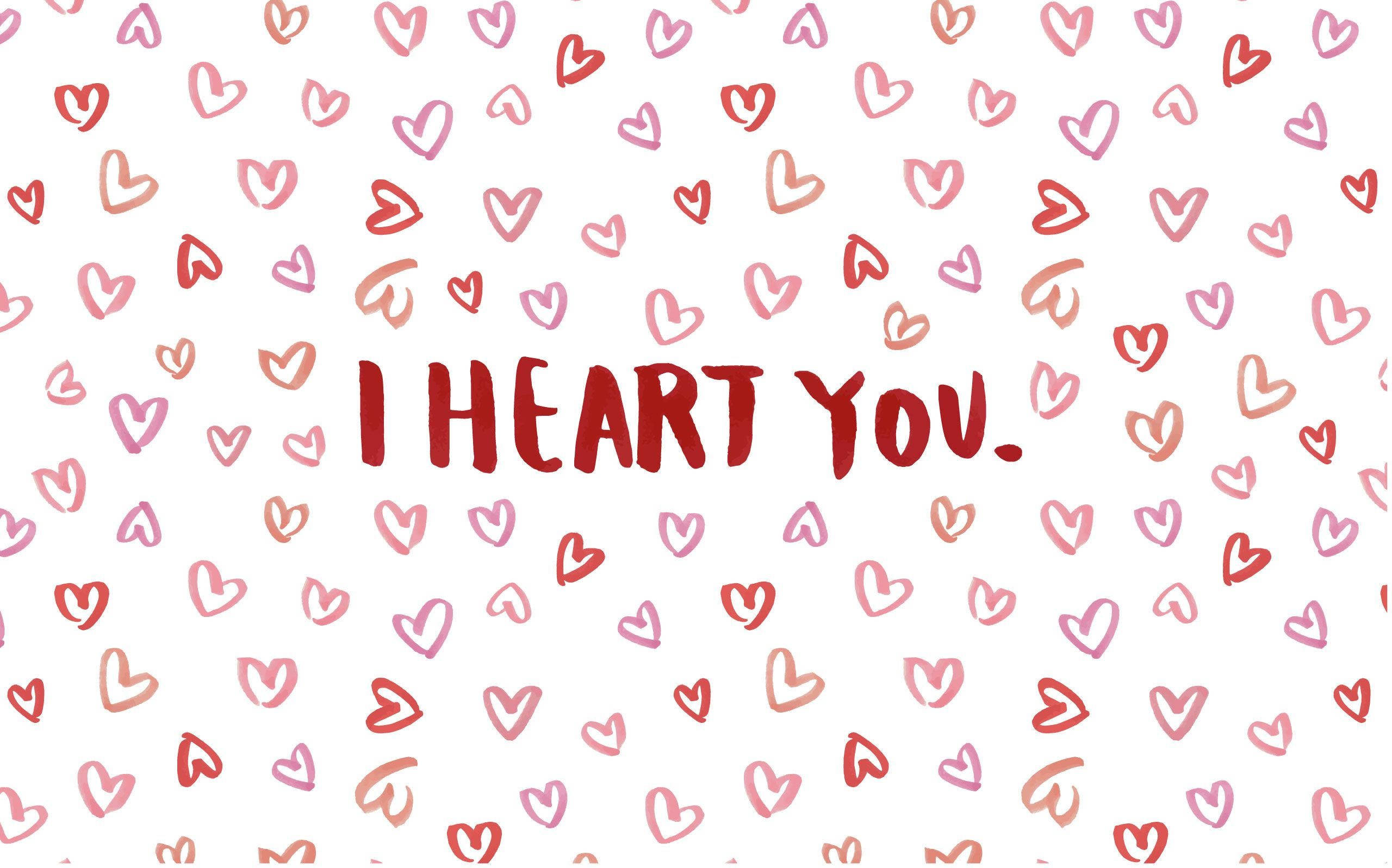 I HEART YOU, pink, red, 2K Desktop Wallpaper