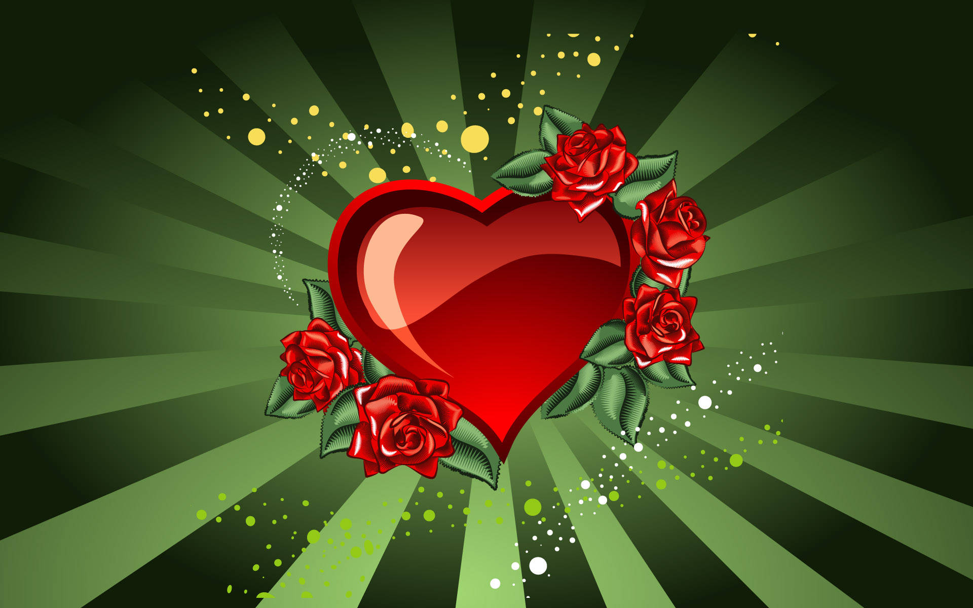 Valentines Day Desktop, glossy red heart, red roses, Full HD Desktop Wallpaper