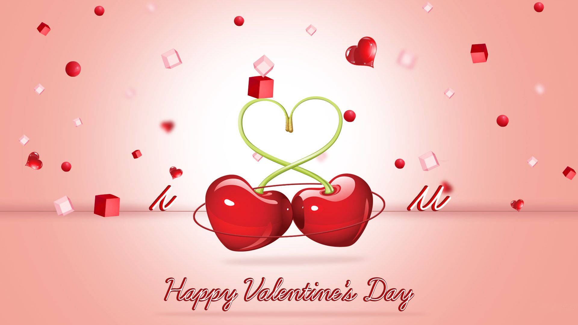 cherries, heart shape, glossy red, Full HD Desktop Wallpaper