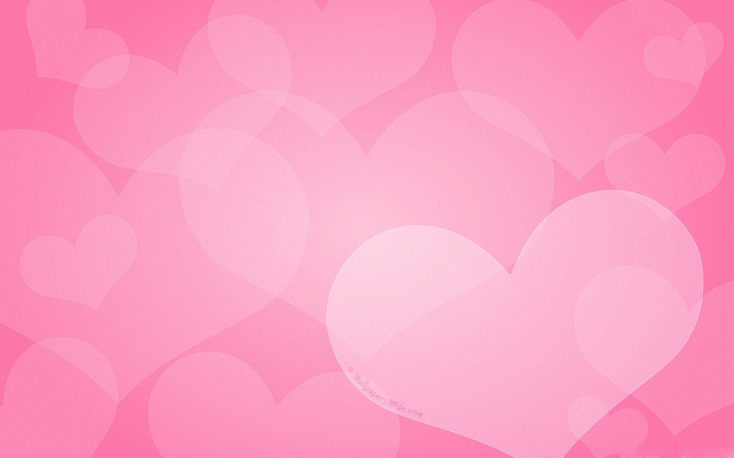 pink opaque heart, gradient pink background, soft pink hearts, 2K Desktop Wallpaper