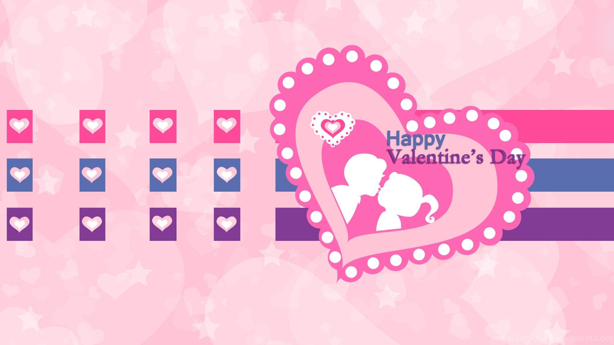 pink, scalloped heart frame, kissing couple, 2K Desktop Wallpaper