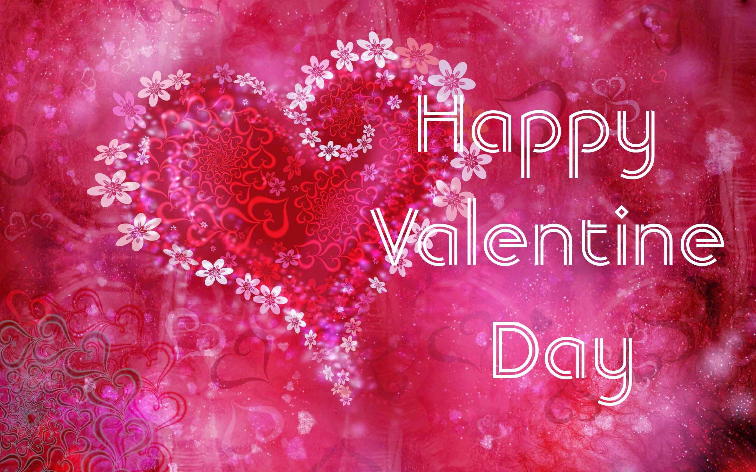 Valentines Day, pink, floral heart design, 2K Desktop Wallpaper