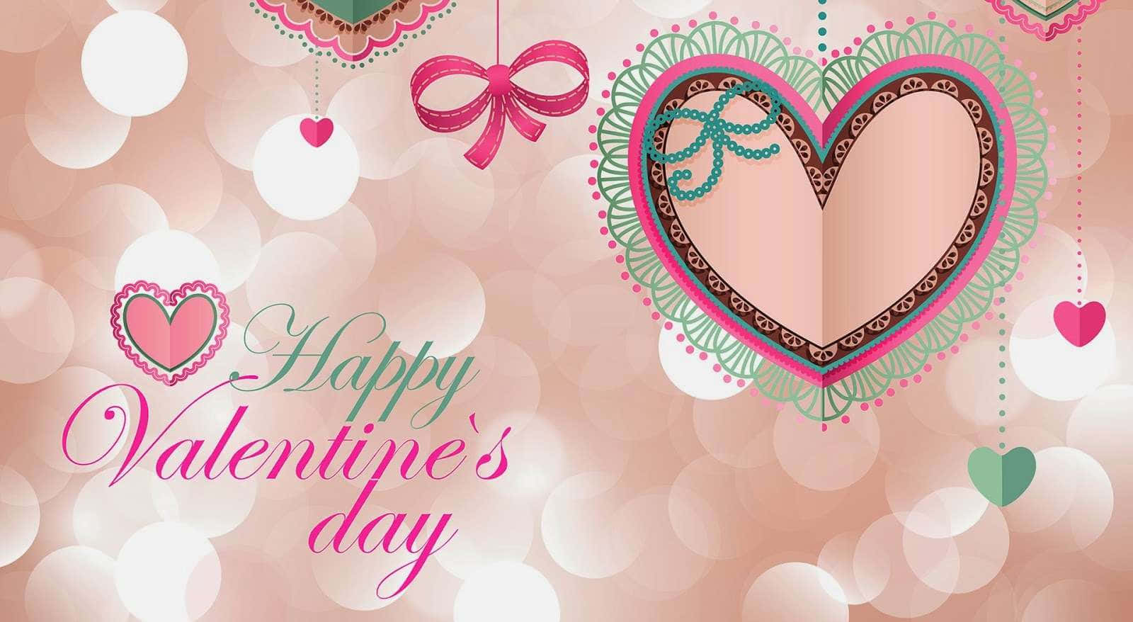Pink Valentine Day, Lovely Greeting Banner, ornate hearts, HD Desktop Wallpaper