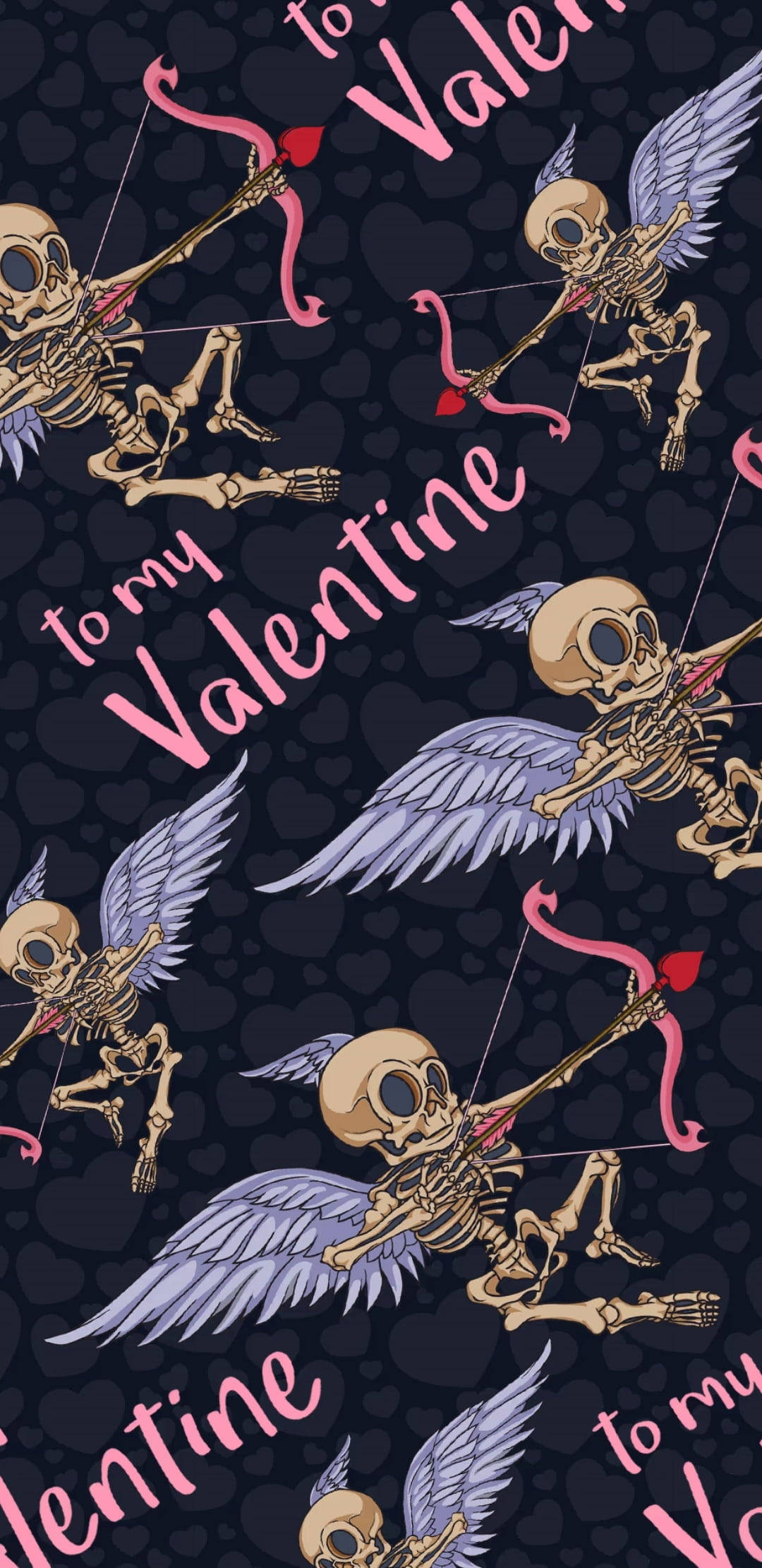 Cute Skeleton, Skeletal Cupid, purple wings, Full HD Phone Wallpaper