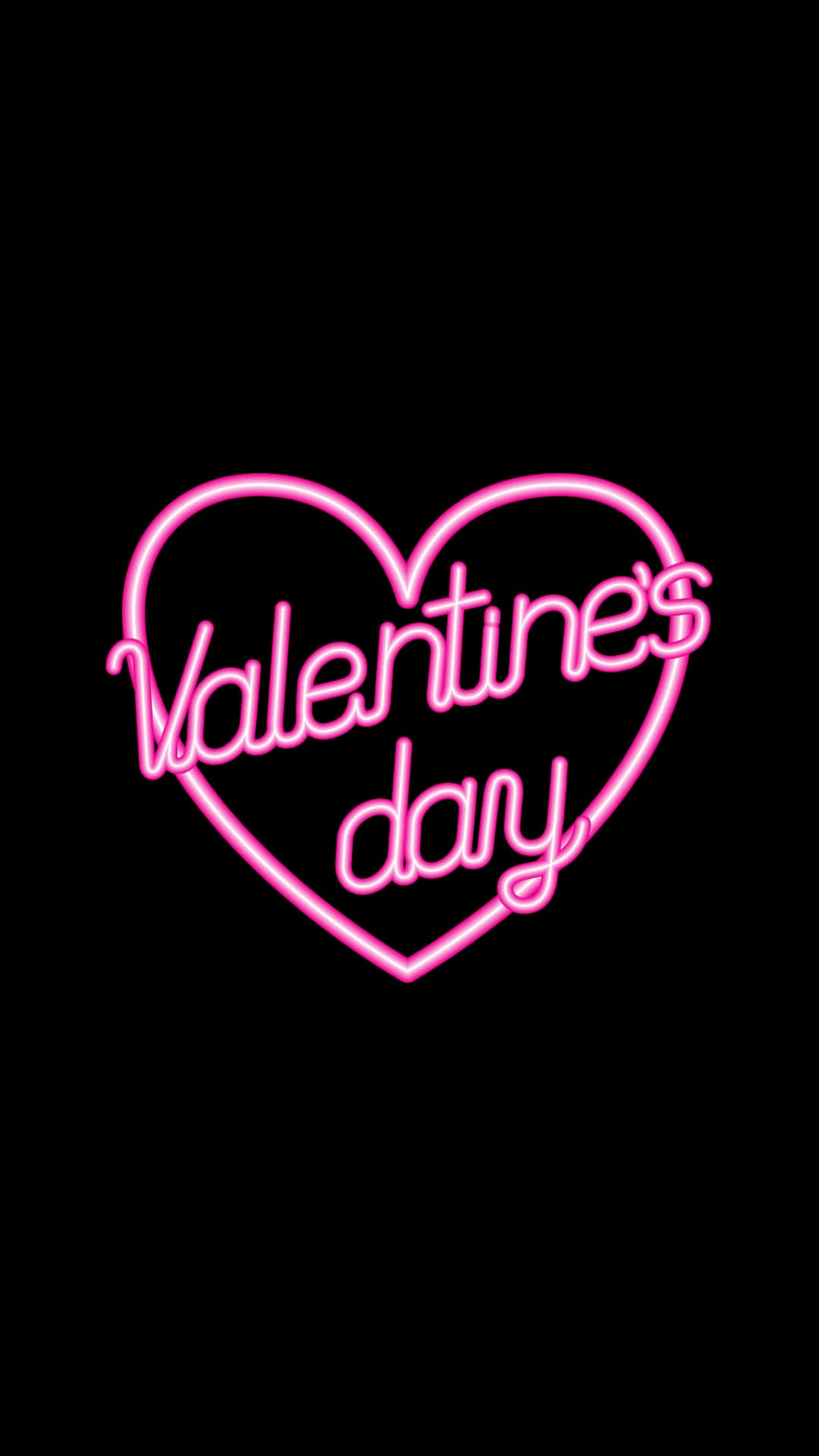 Valentine's day, pink neon heart, scripted text, Full HD Phone Wallpaper