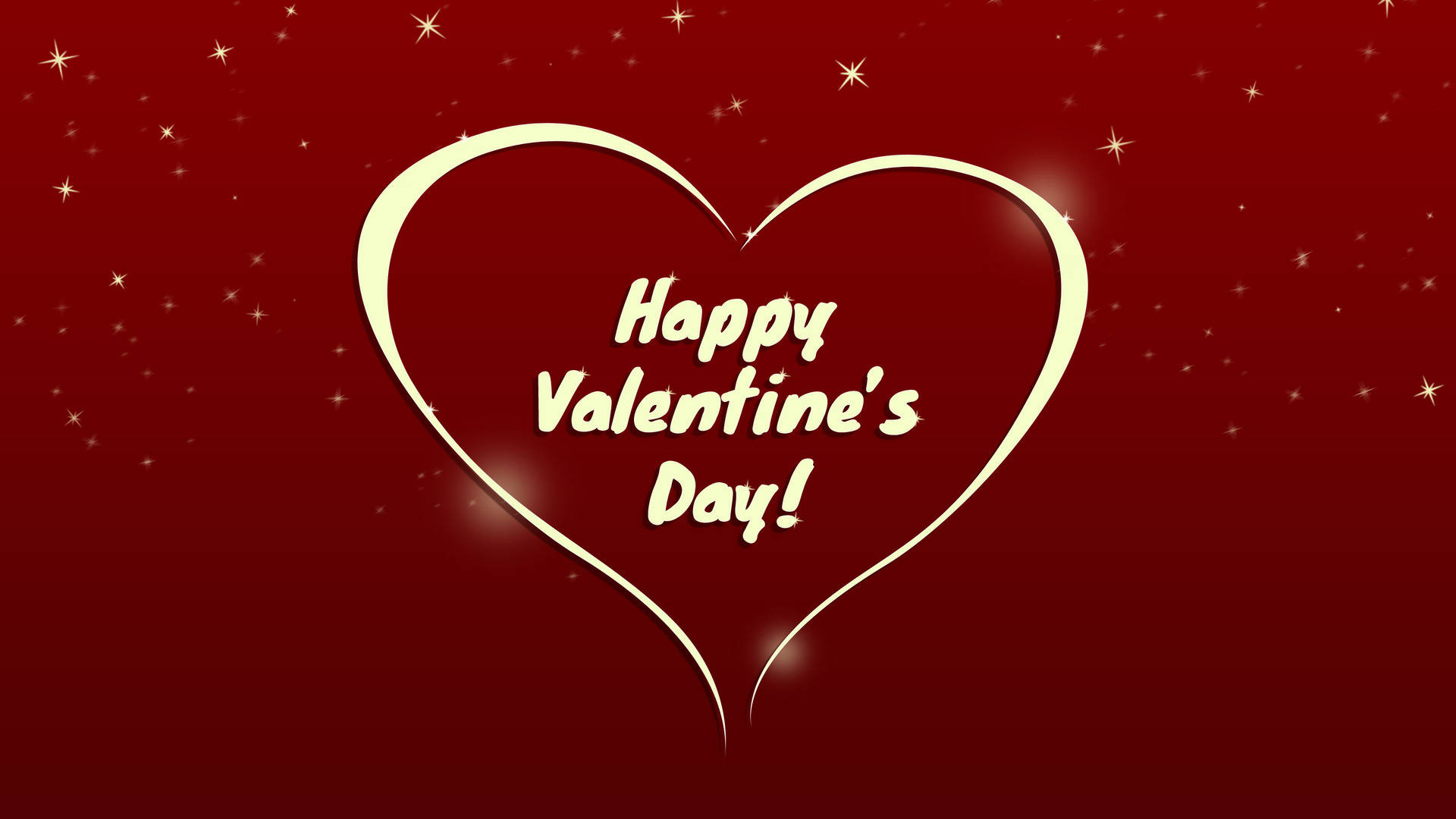Red And Gold Valentine's, glowing white heart outline, deep red background, Full HD Desktop Wallpaper