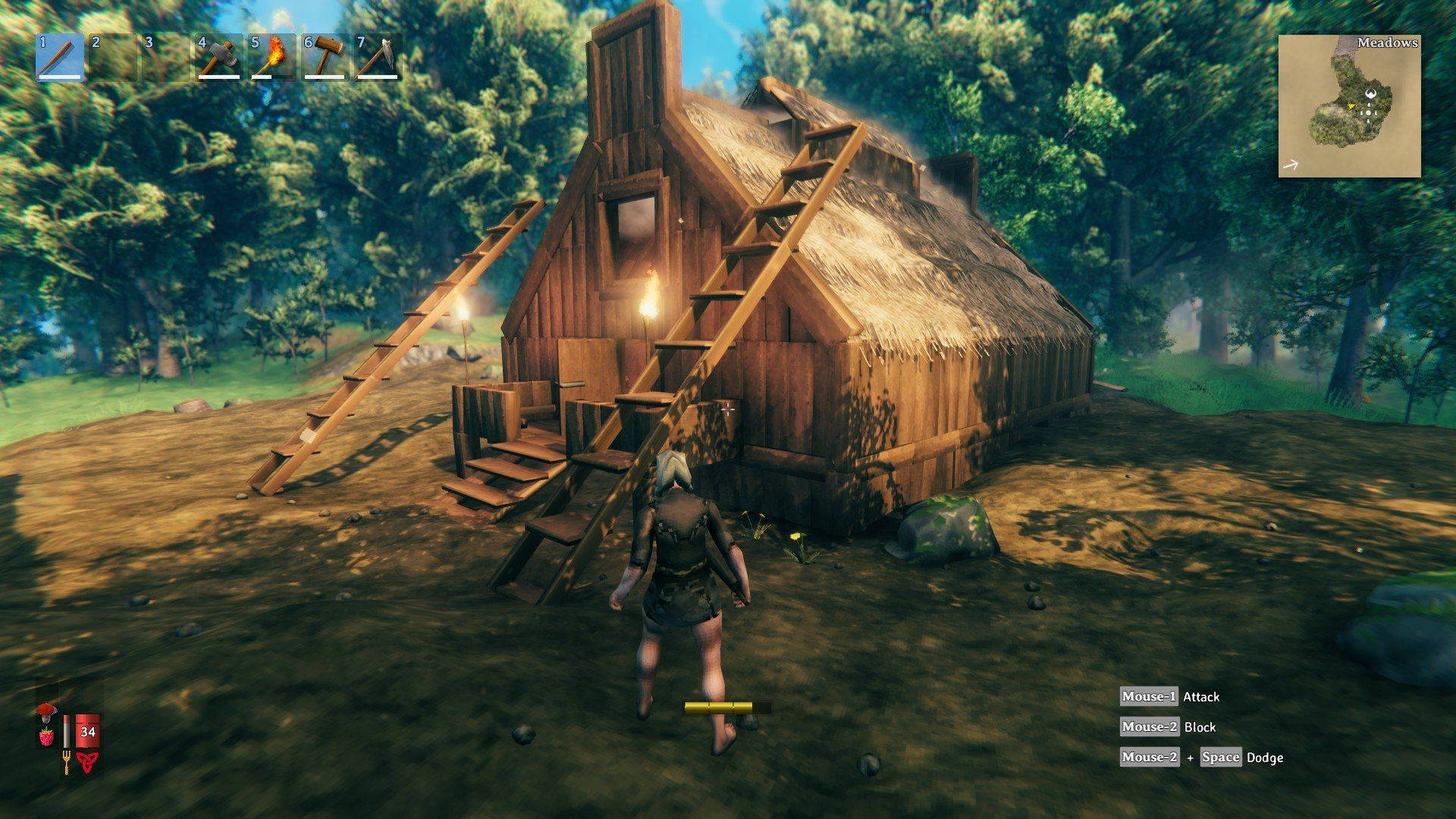 Valheim, player screen interface, rustic wooden cabin, Full HD Desktop Wallpaper