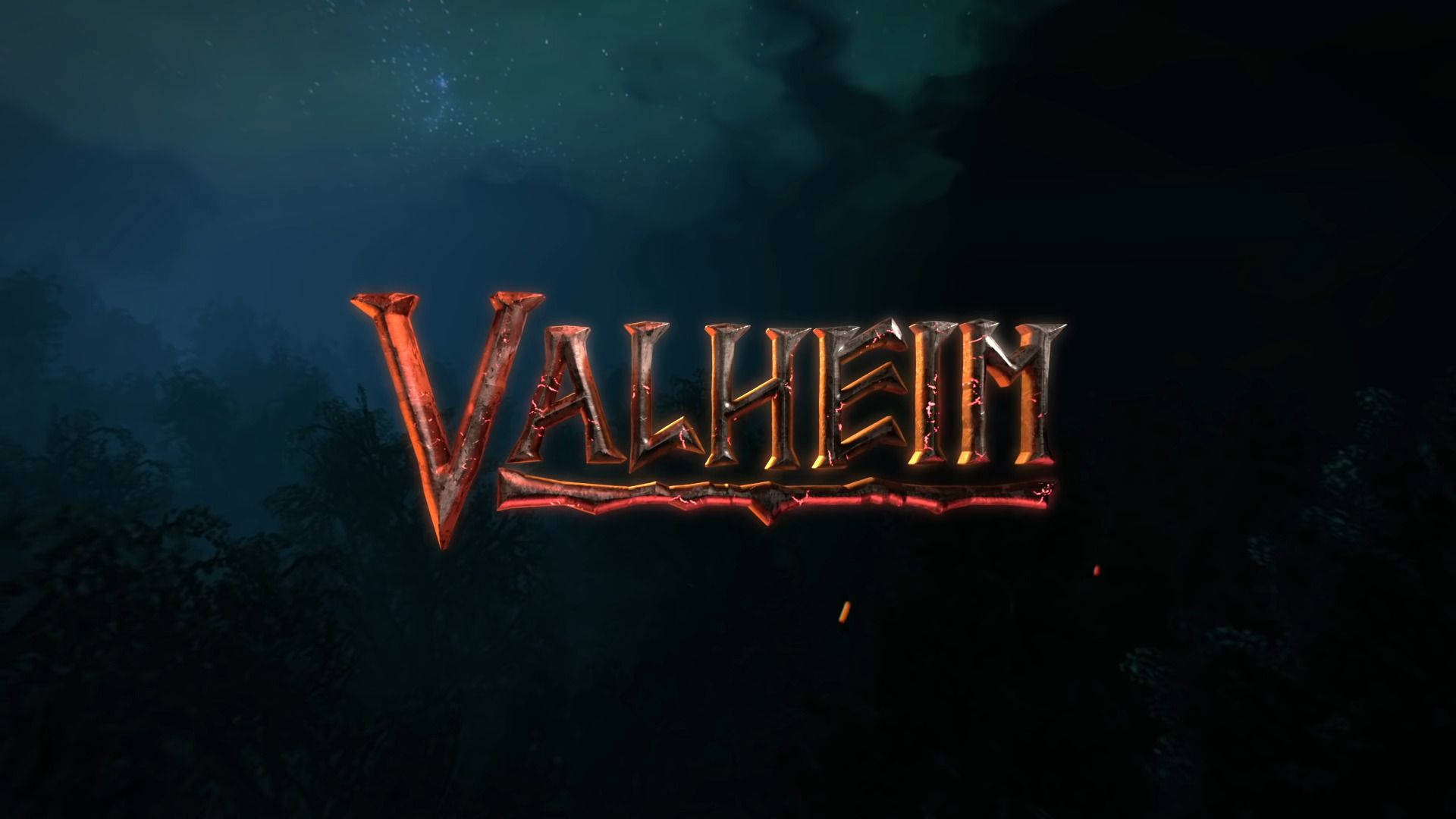 Valheim, fiery orange edges, dark misty forest, Full HD Desktop Wallpaper