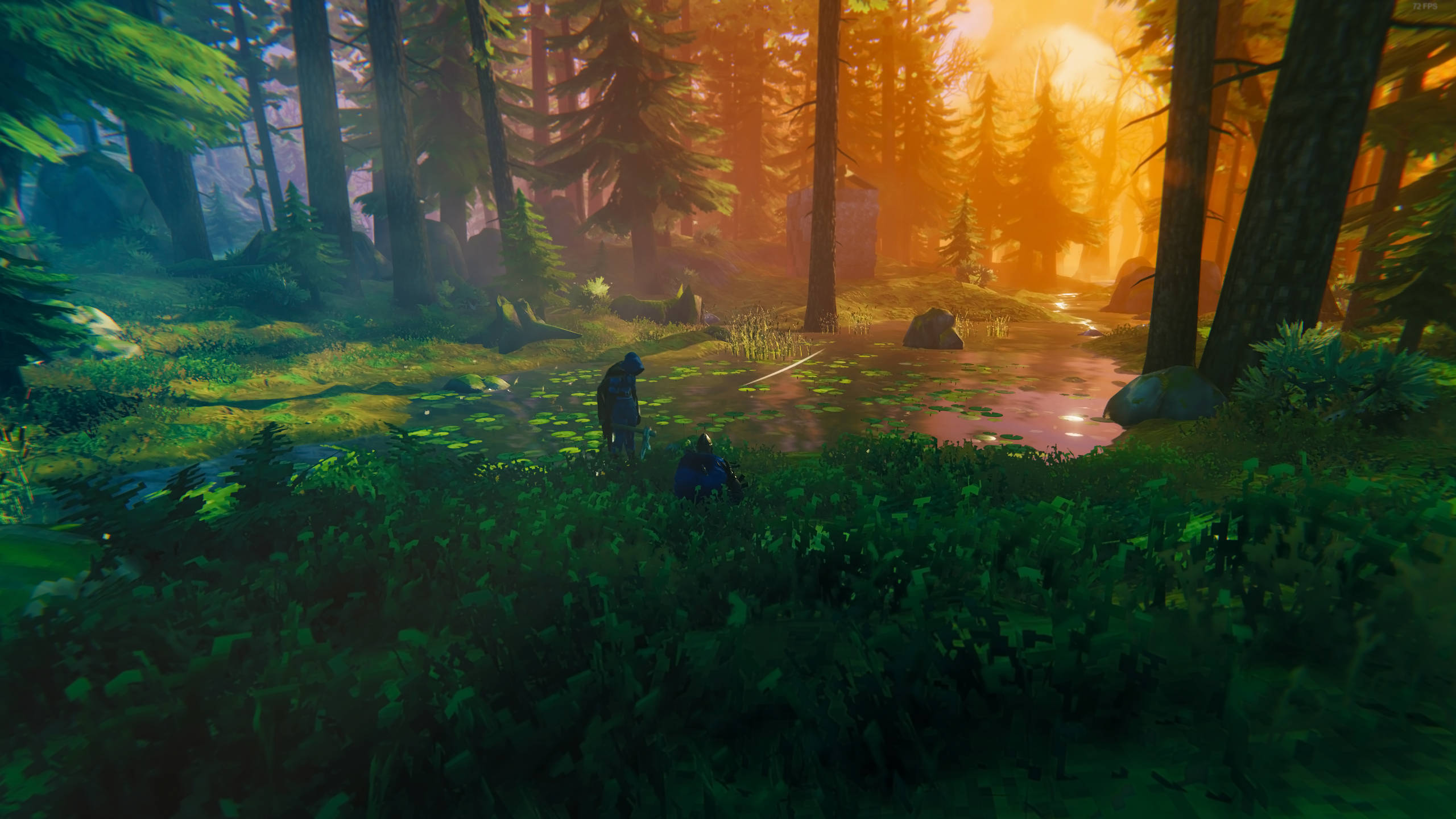 Valheim, Black Forest, golden sunset, 2K Desktop Wallpaper