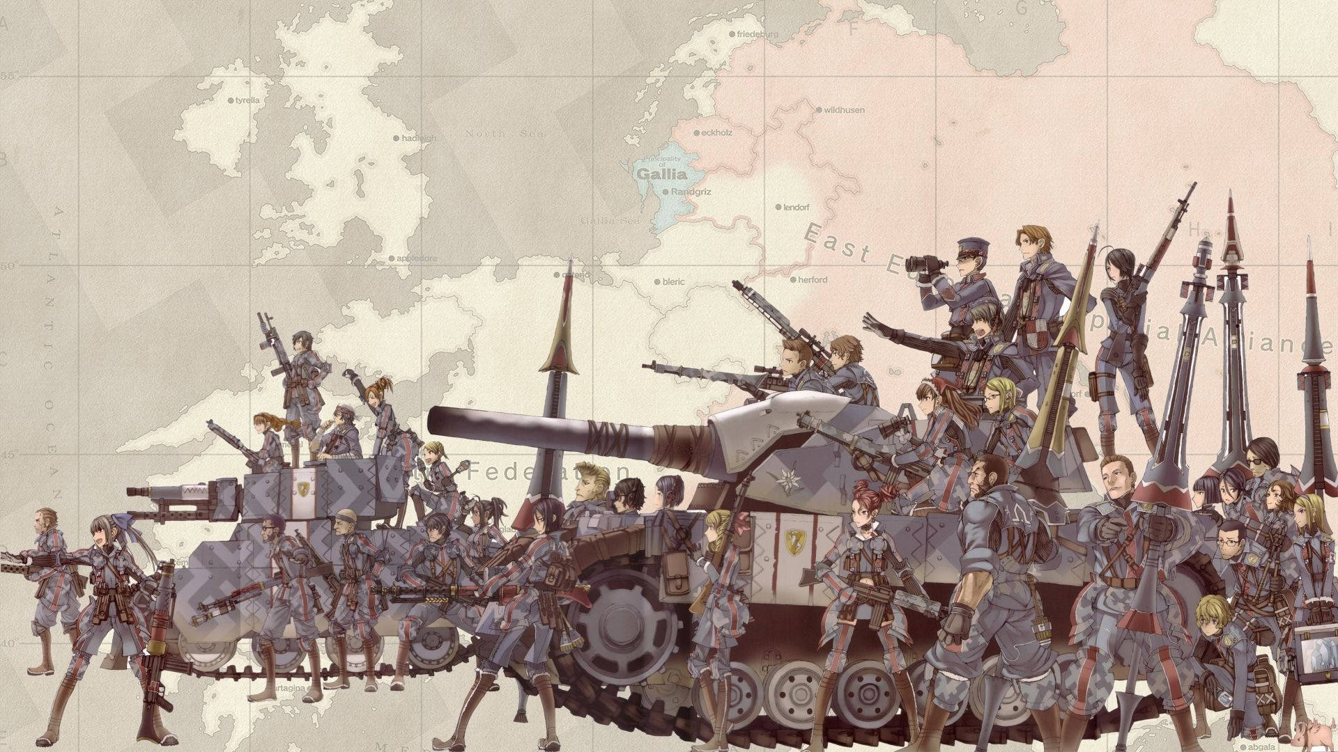 Valkyria Chronicles, tank, map, Full HD Desktop Wallpaper