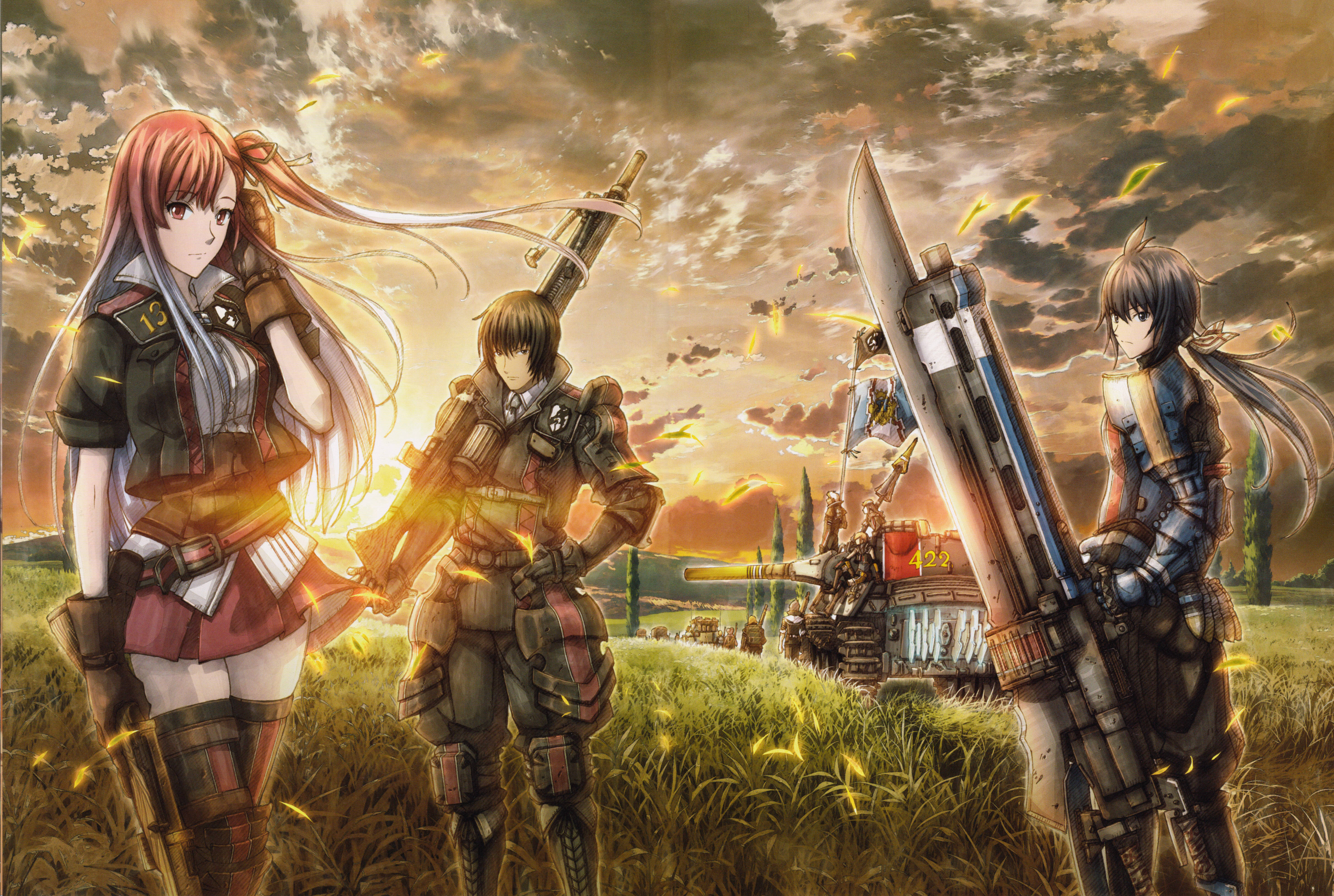 Valkyria Chronicles, sunset, golden field, 4K Desktop Wallpaper