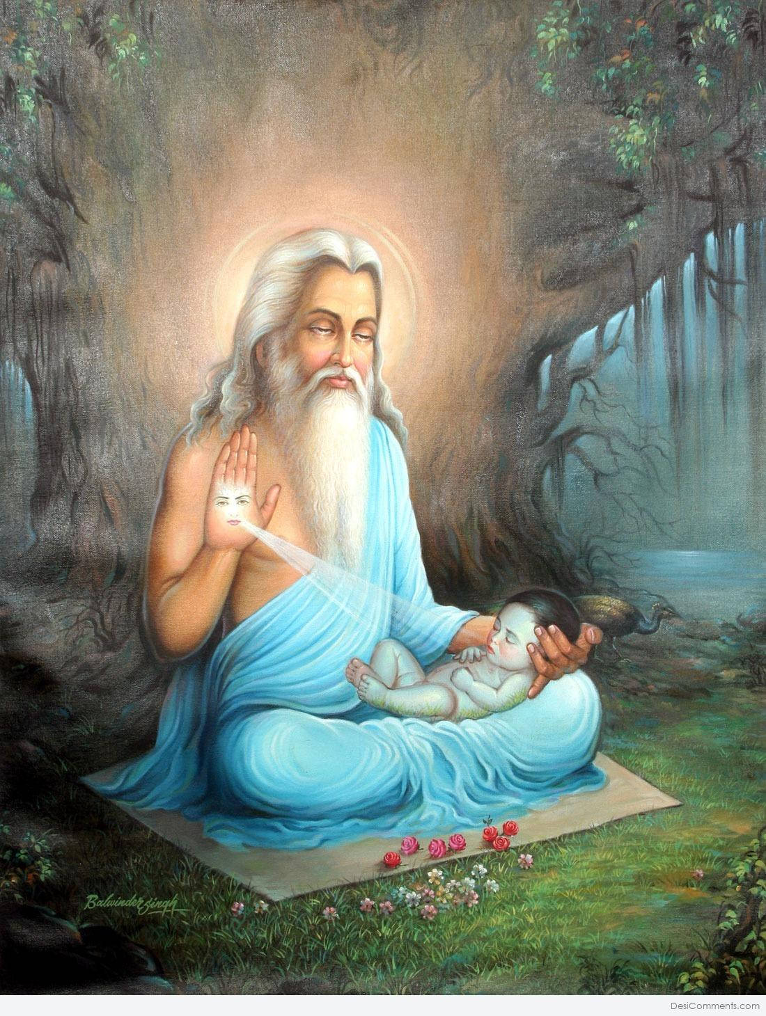 Valmiki, baby, waterfall, HD Phone Wallpaper