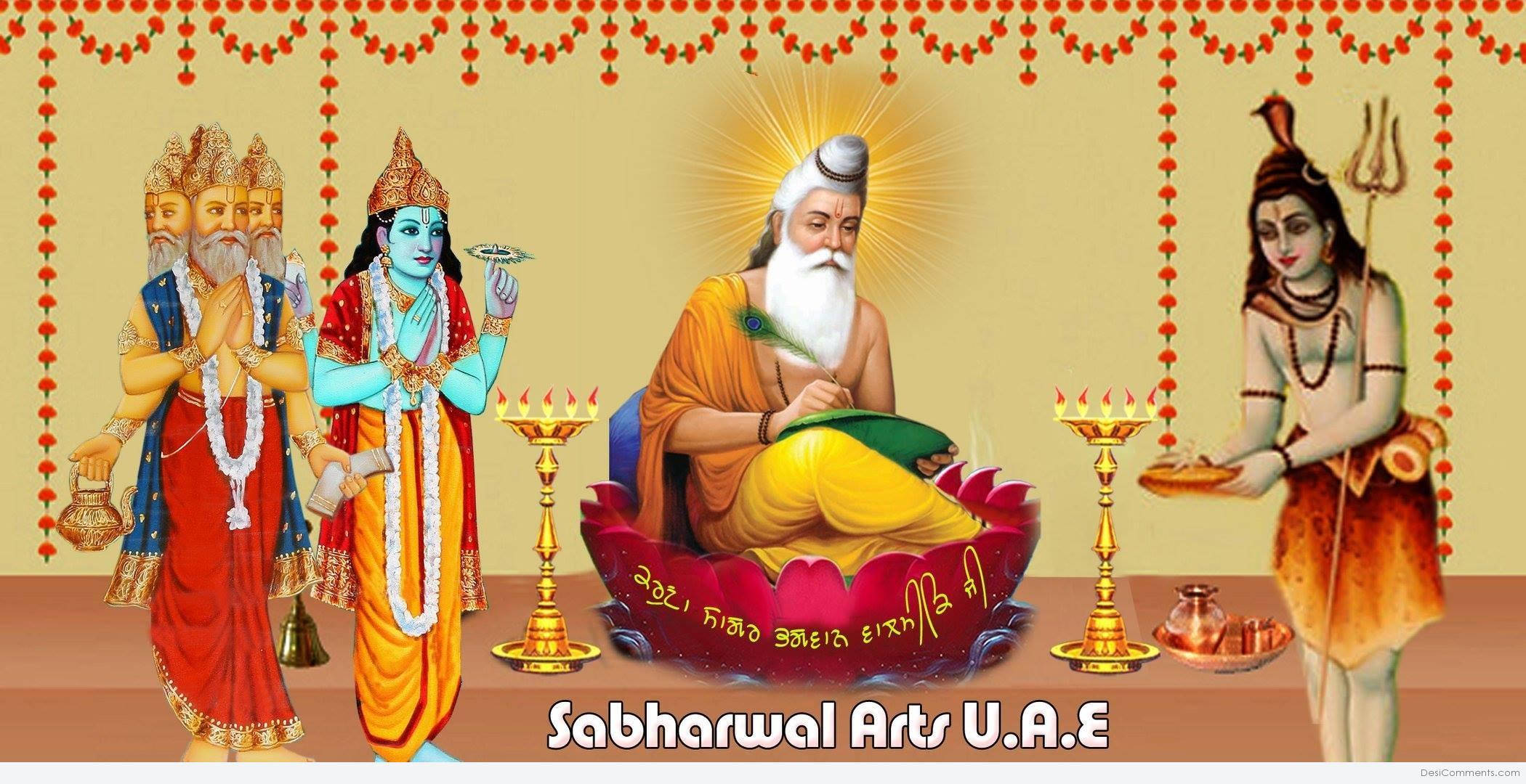 Valmiki, sage, four Hindu deities, Full HD Desktop Wallpaper