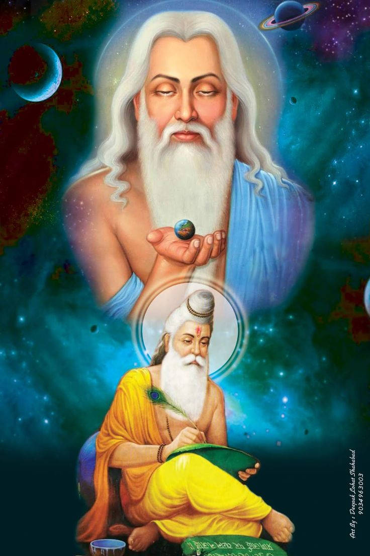 Valmiki, white beard, globe, SD Phone Wallpaper