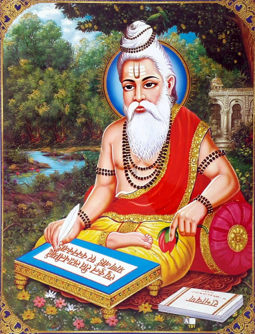 Valmiki, white beard, red robe, SD Phone Wallpaper