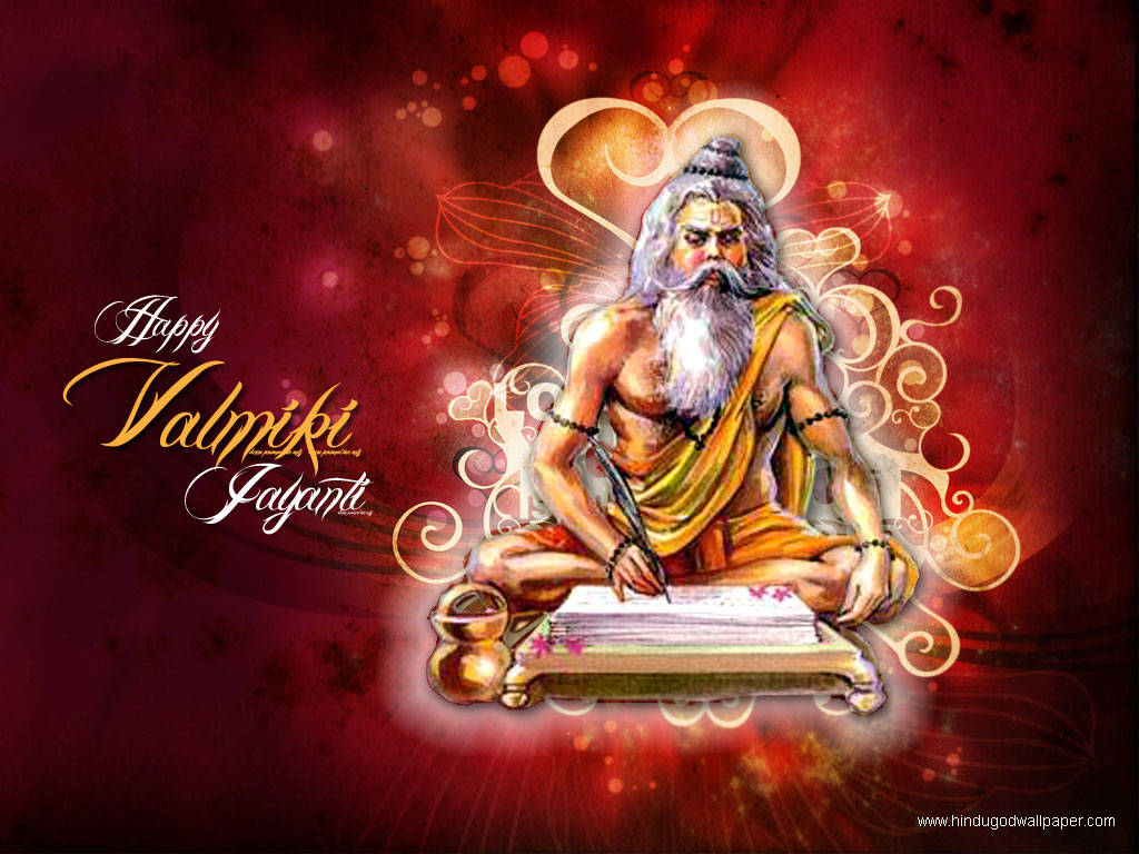 Valmiki, aesthetic red, long white beard, SD Desktop Wallpaper