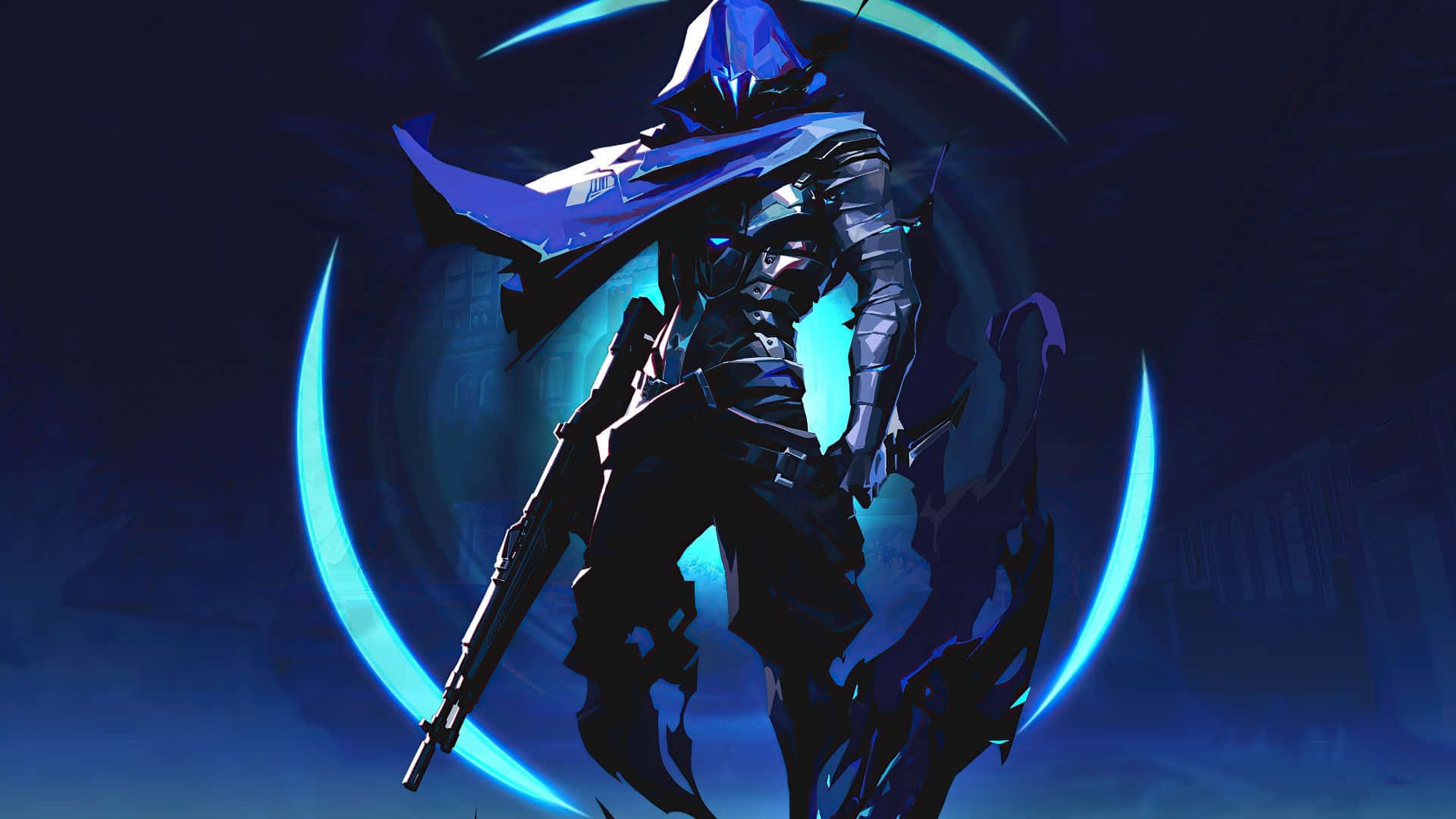 Valorant, 1920x1080, glowing blue crescent blades, Full HD Desktop Wallpaper