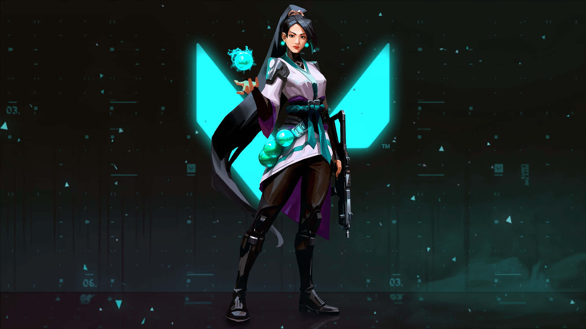 Valorant, cyberpunk warrior, white and purple armor, Full HD Desktop Wallpaper