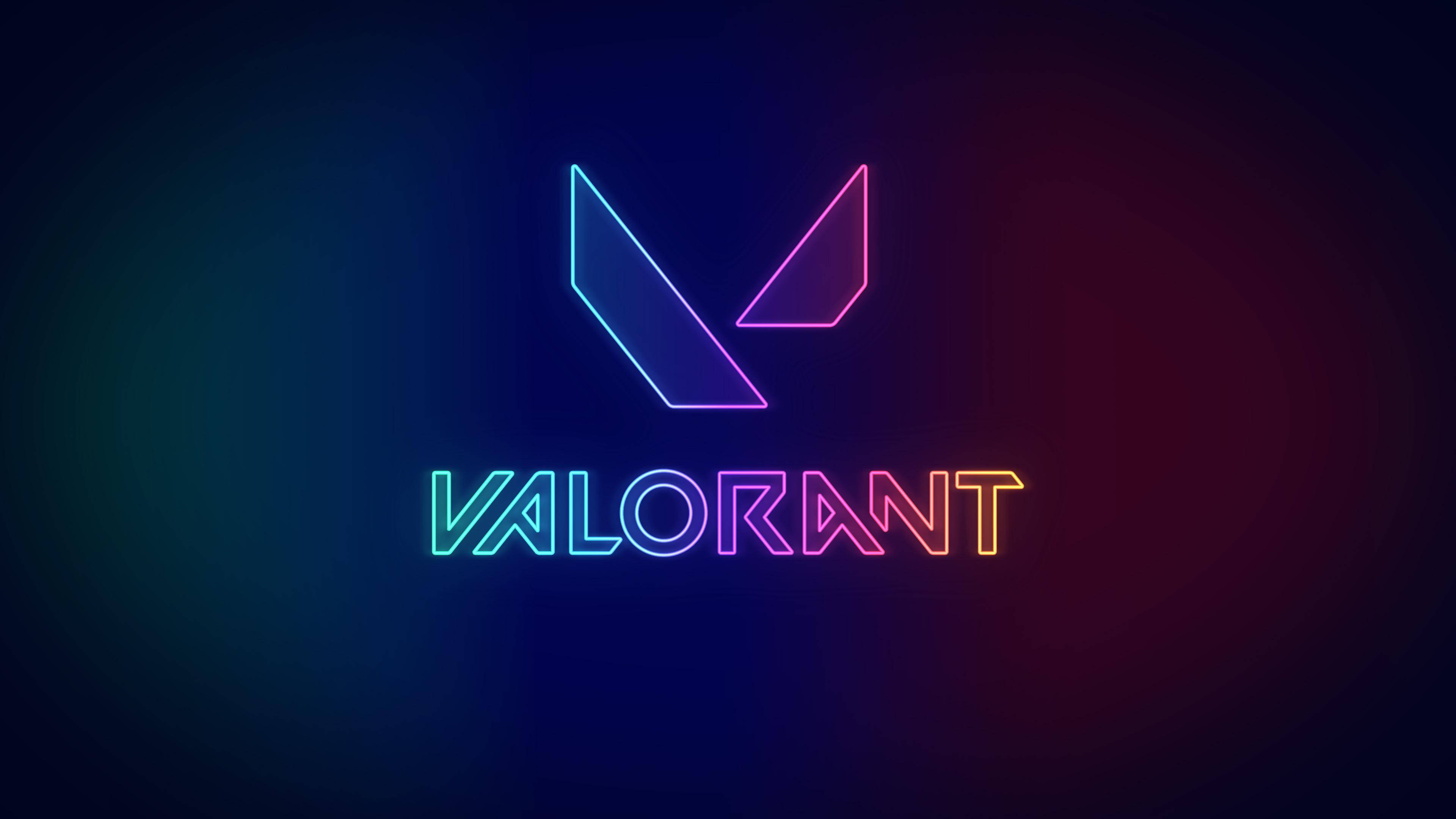 Valorant, neon logo, dark gradient background, 4K Desktop Wallpaper