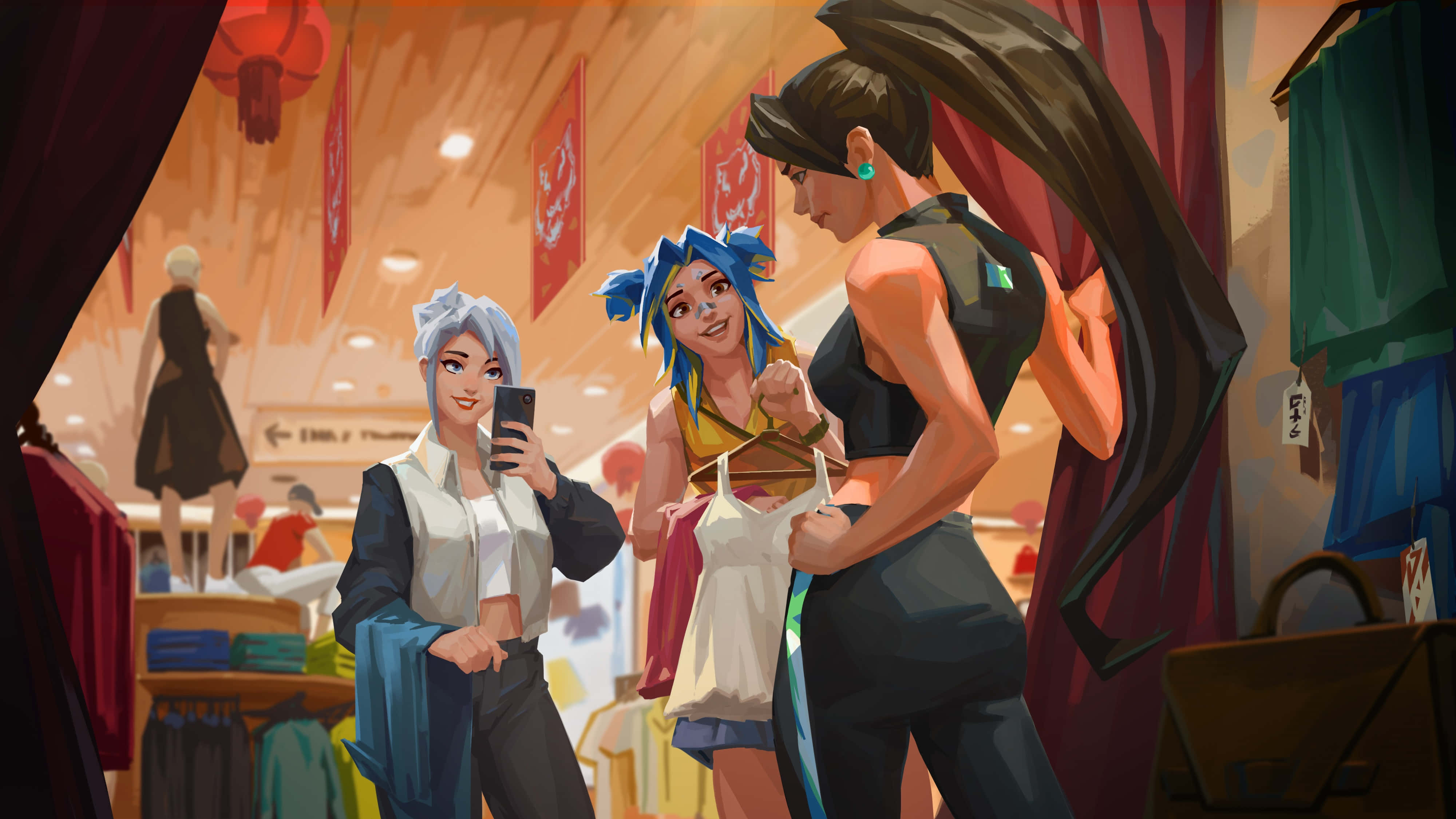 Valorant Agents, anime girls, boutique, 4K Desktop Wallpaper