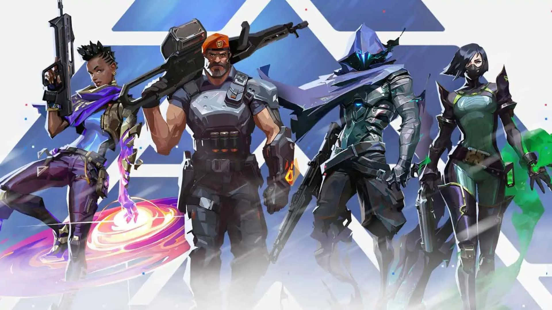 Valorant Agents, futuristic armor, weapons, Full HD Desktop Wallpaper