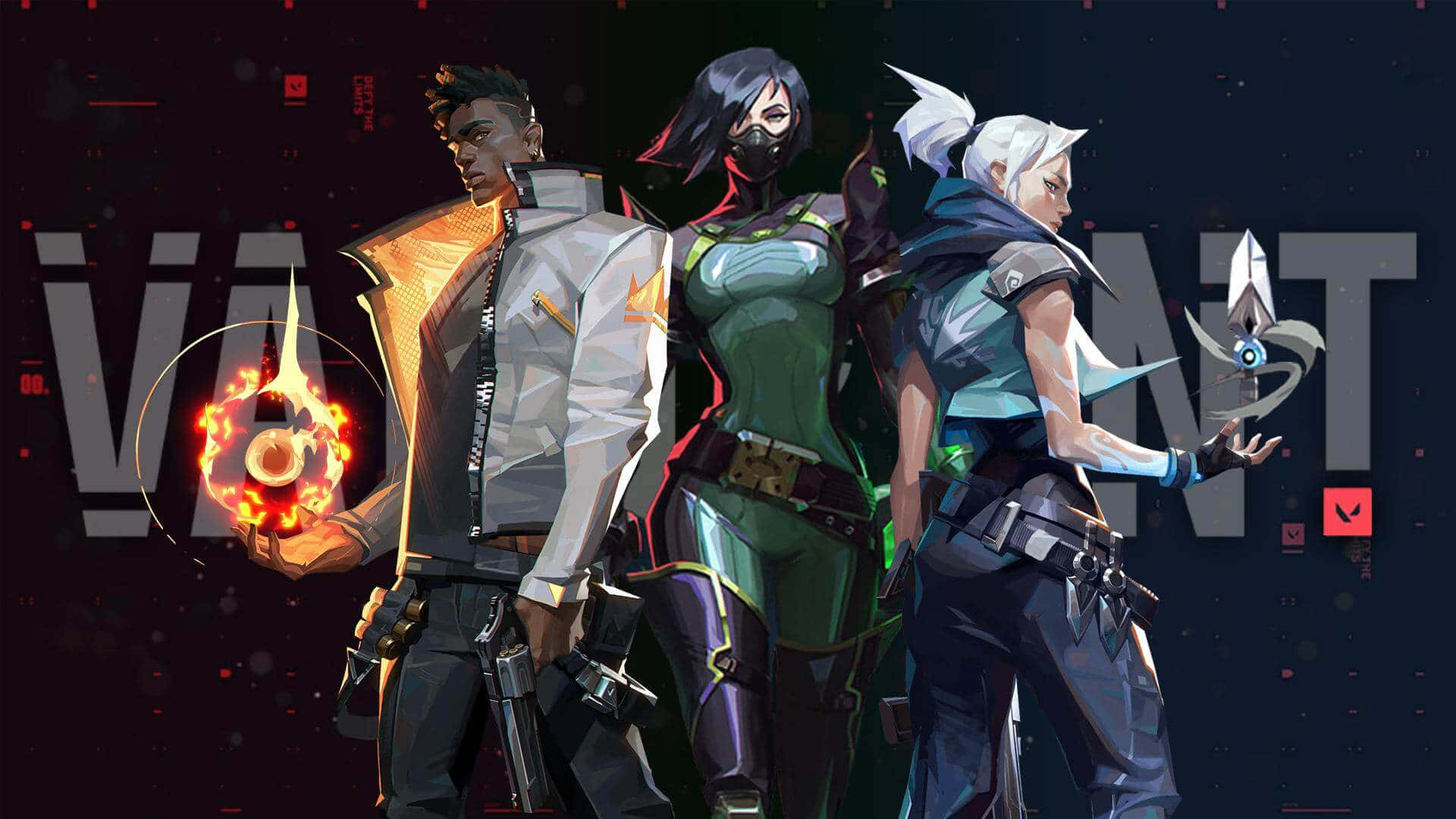Valorant Agents, anime characters, dark digital backdrop, Full HD Desktop Wallpaper