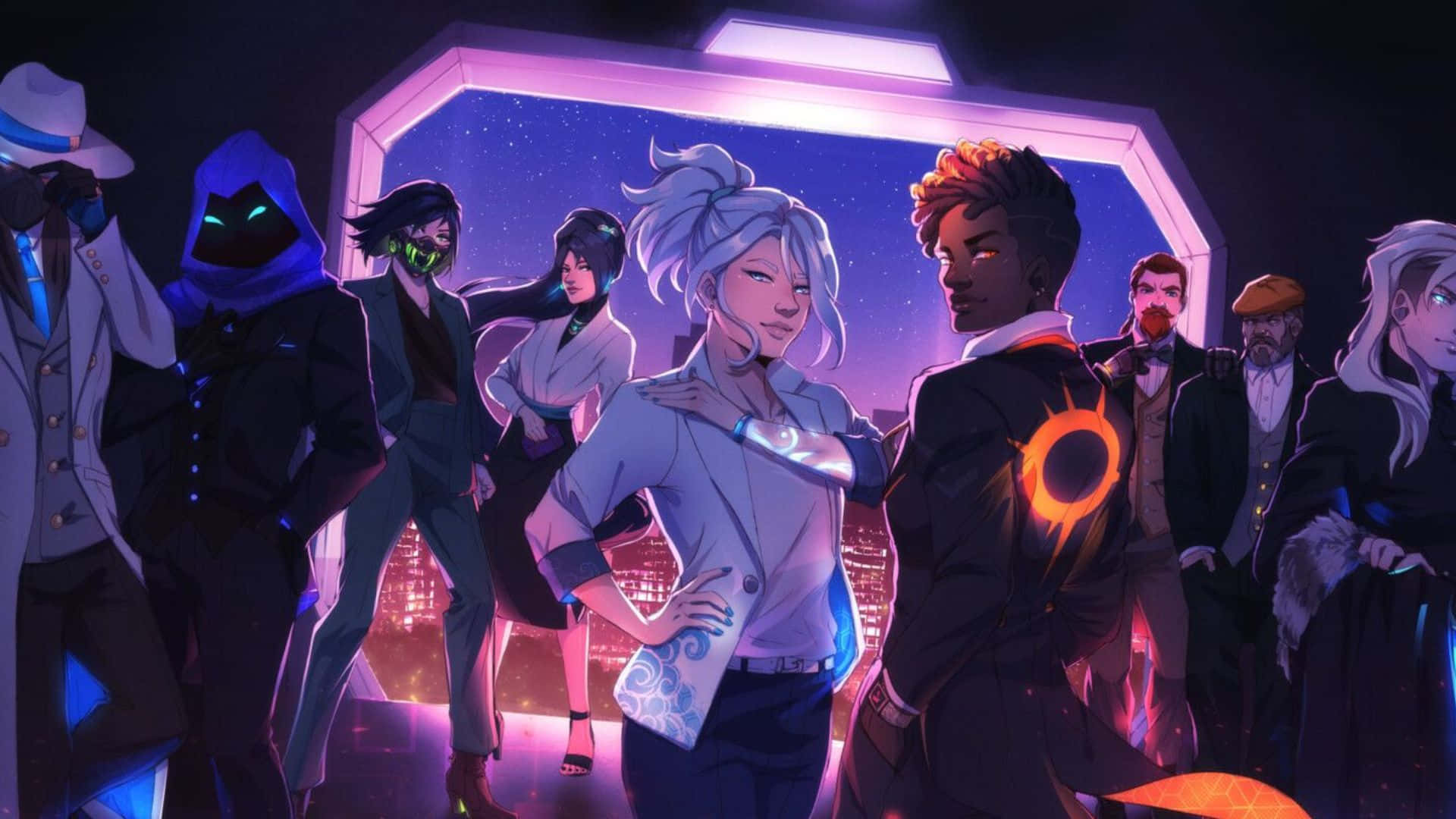 Valorant Agents, anime characters, futuristic attire, Full HD Desktop Wallpaper