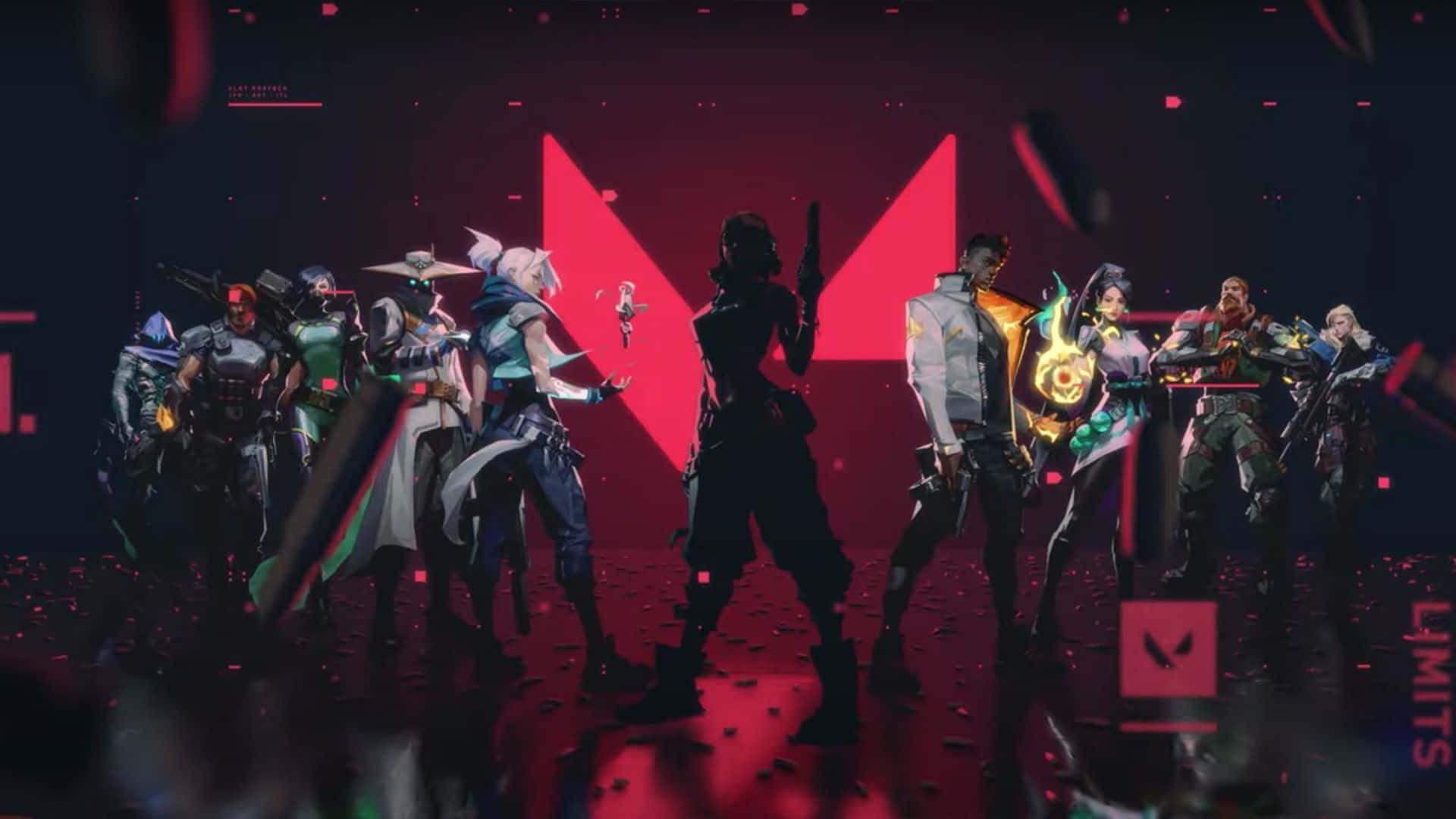 Valorant Agents, dark arena, glowing red lights, Full HD Desktop Wallpaper