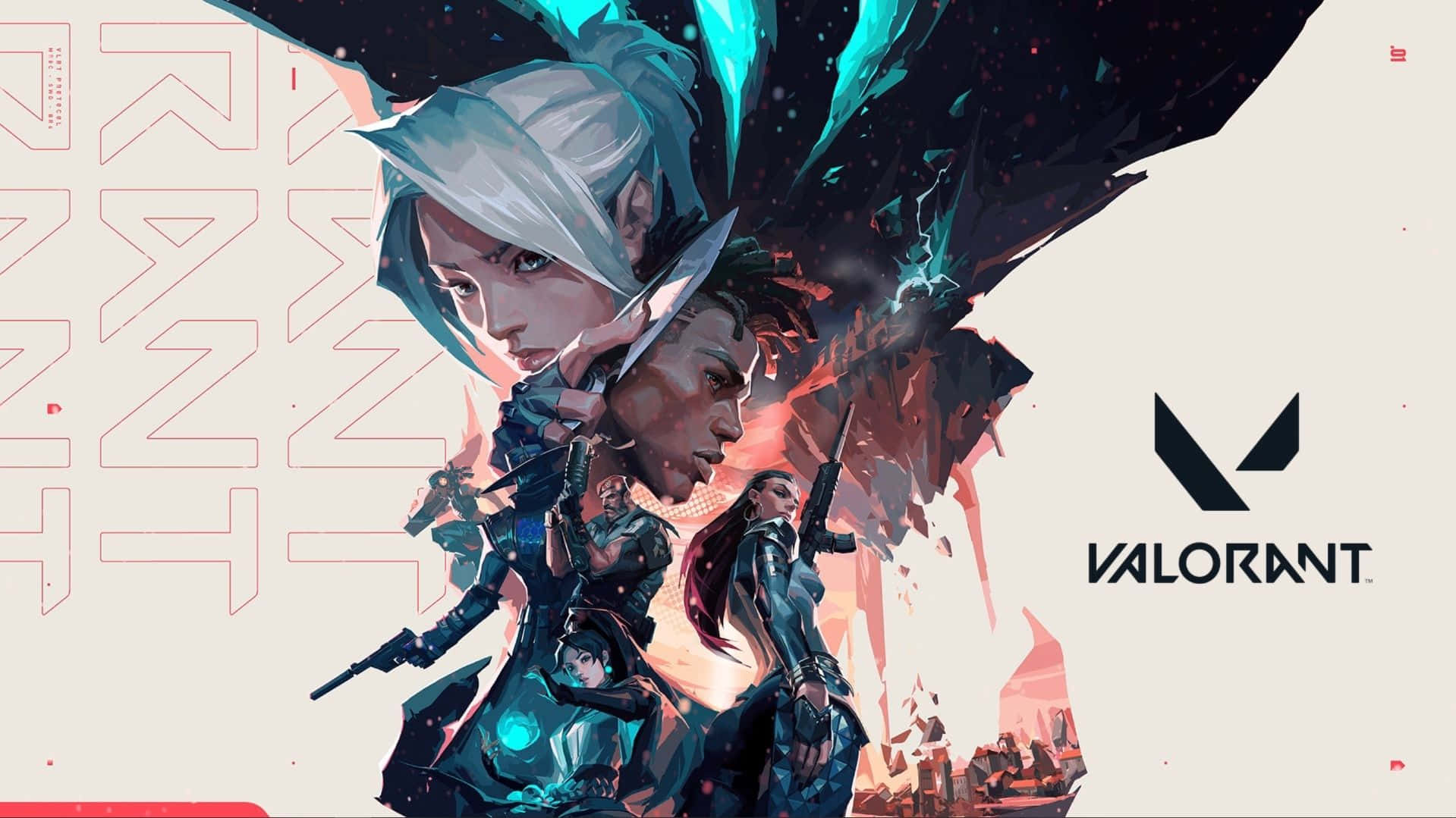 Valorant Agents, glowing blue, glowing red, HD Desktop Wallpaper